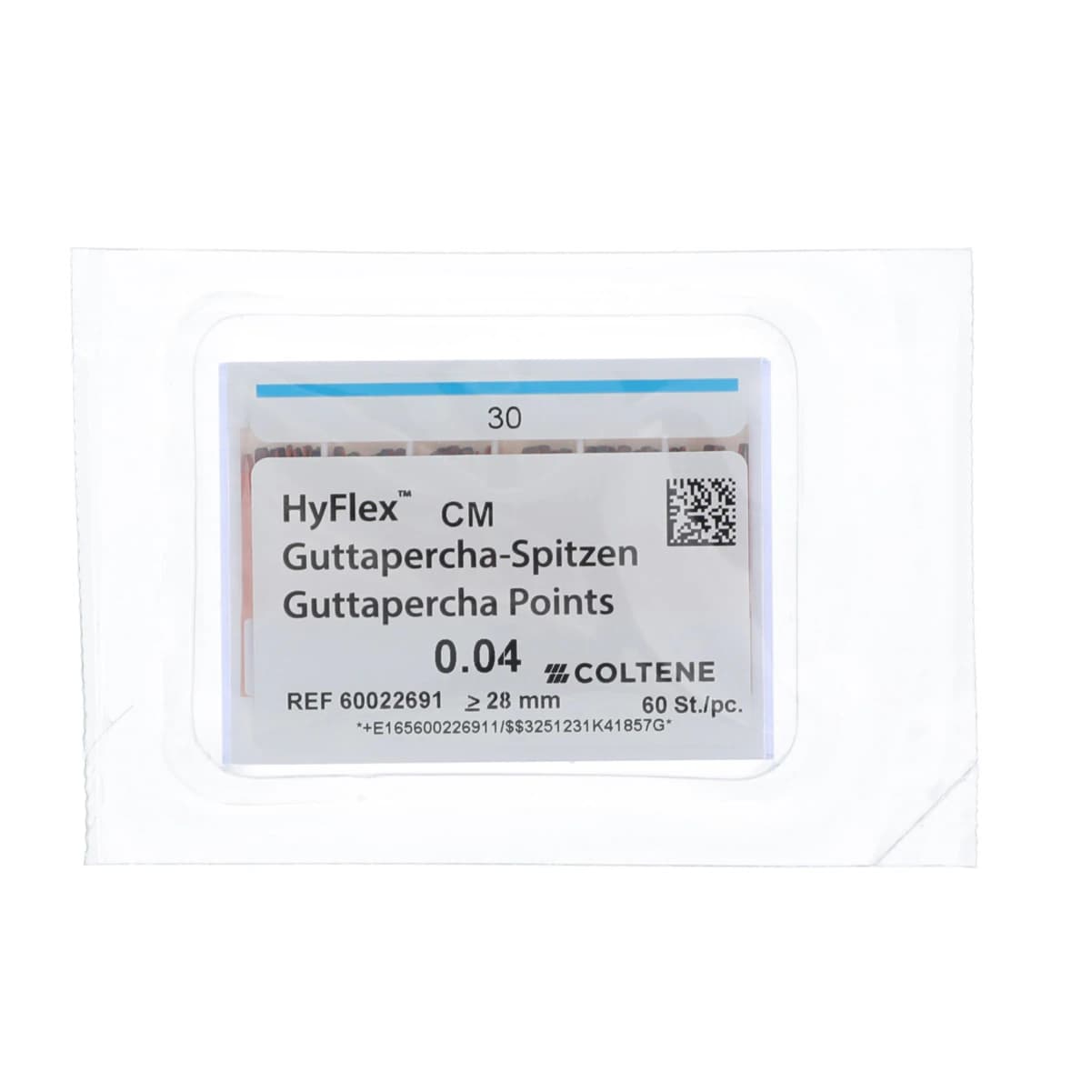HyFlex CM Gutta Percha Points, .04 Taper, Size #30, Blue, 60/Pk, 60022691 - HyFlex CM, Gutta Percha Points, .04, # 30, Blue, 60/Pk, 60022691 - Image 1
