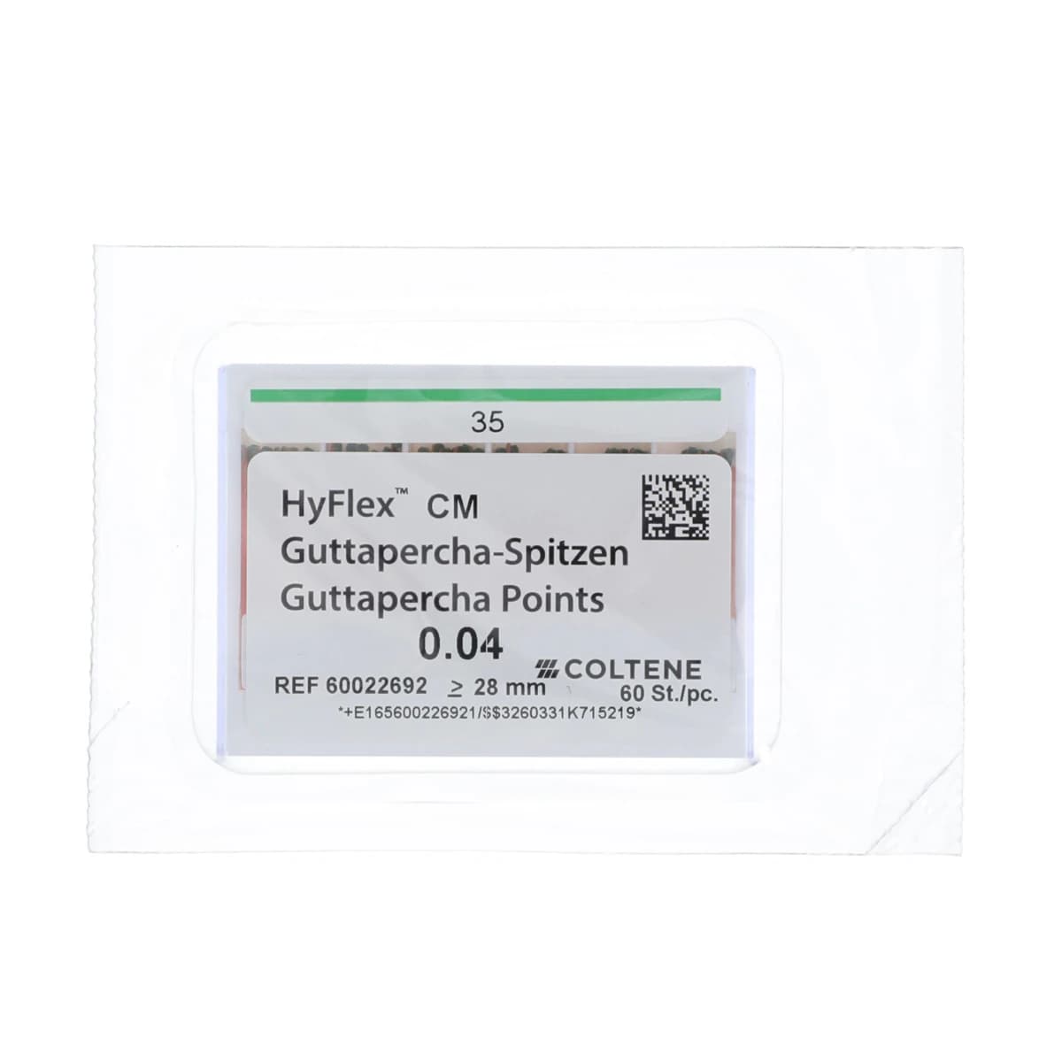 HyFlex CM Gutta-Percha Points, .04 Taper, Size #35, Green, 60/Pk, 60022692 - HyFlex CM Guttapercha points .04 #35 60/Pk - Image 1