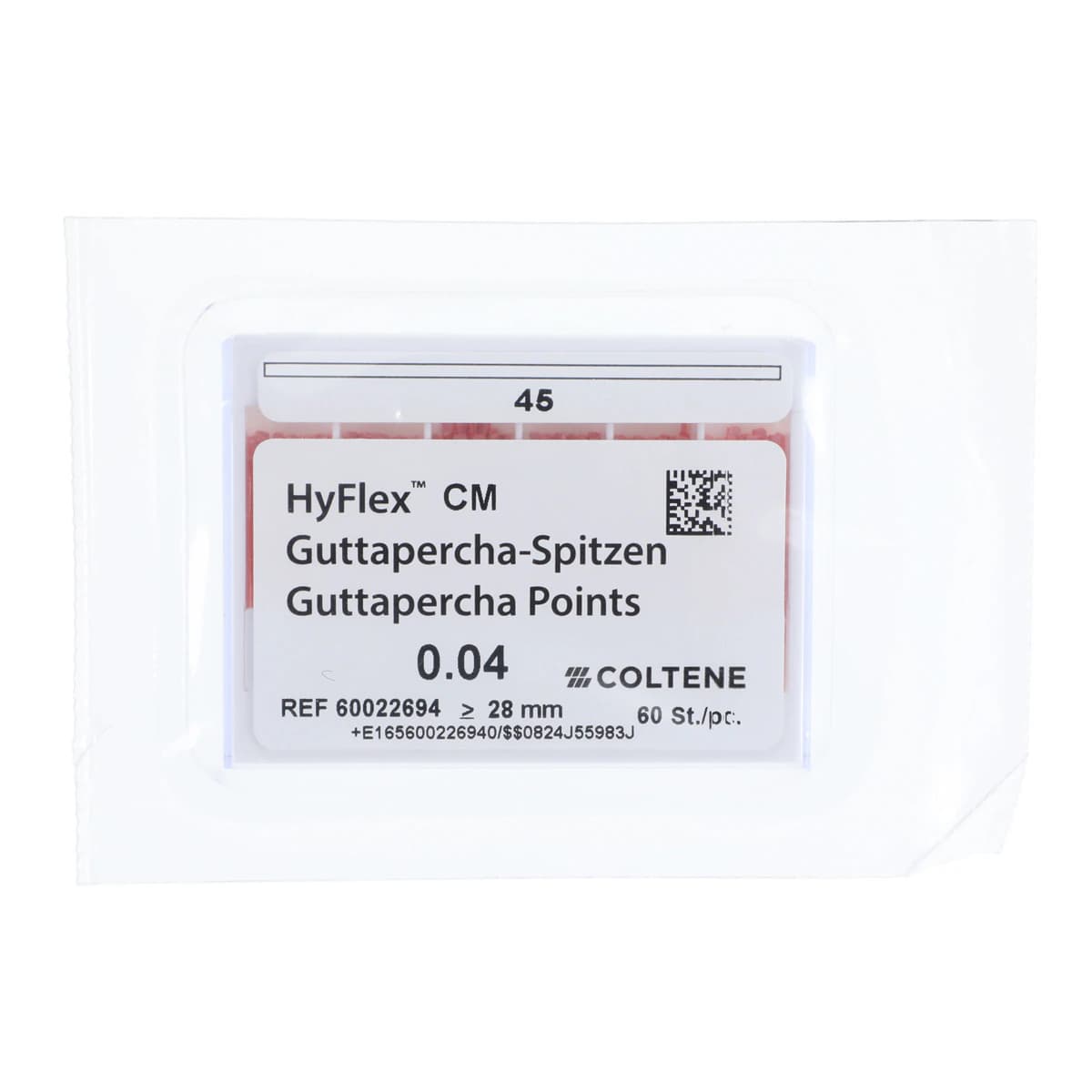 HyFlex CM Gutta-Percha Points, Taper .04, Size #45, White, 60/Box, 60022694 - HyFlex CM GuttaPercha Points - Taper .04 - Size #45 - Image 1