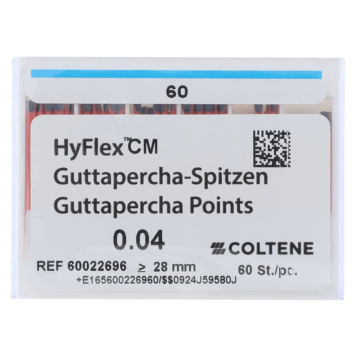 HyFlex CM Gutta Percha Points, .04 Taper, Size #60, Blue, 60/Box, 60022696 - HyFlex CM GuttaPercha Points - Taper .04 - Size #60 - Image 1