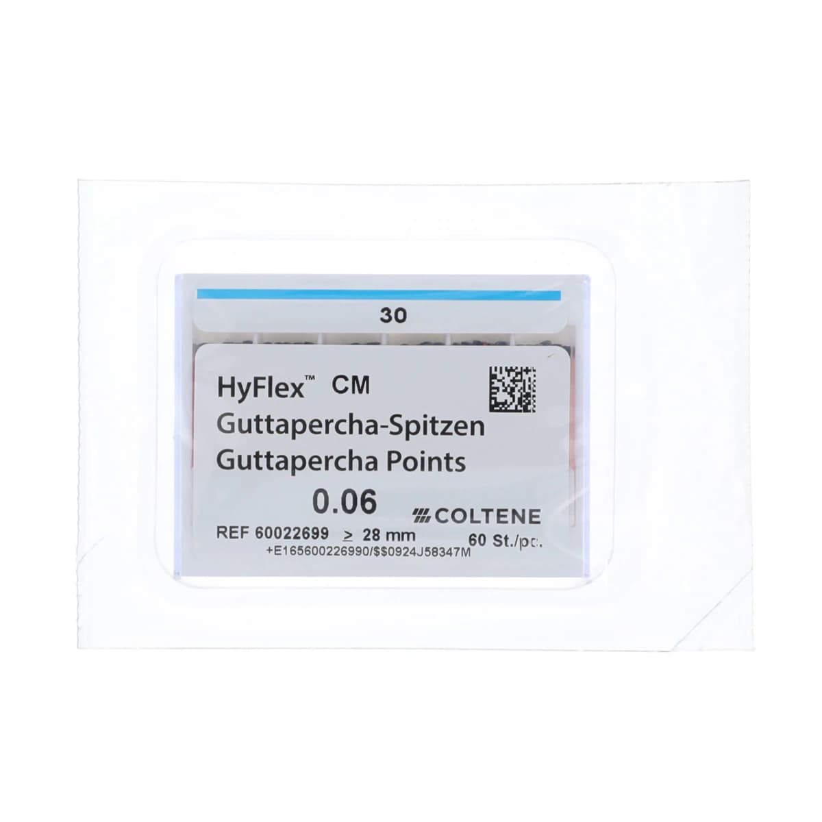 HyFlex CM Gutta Percha Points, .06 Taper, Size #30, Blue, 60/Pk, 60022699 - HyFlex CM, Gutta Percha Points, .06, # 30, Blue, 60/Pk, 60022699 - Image 1