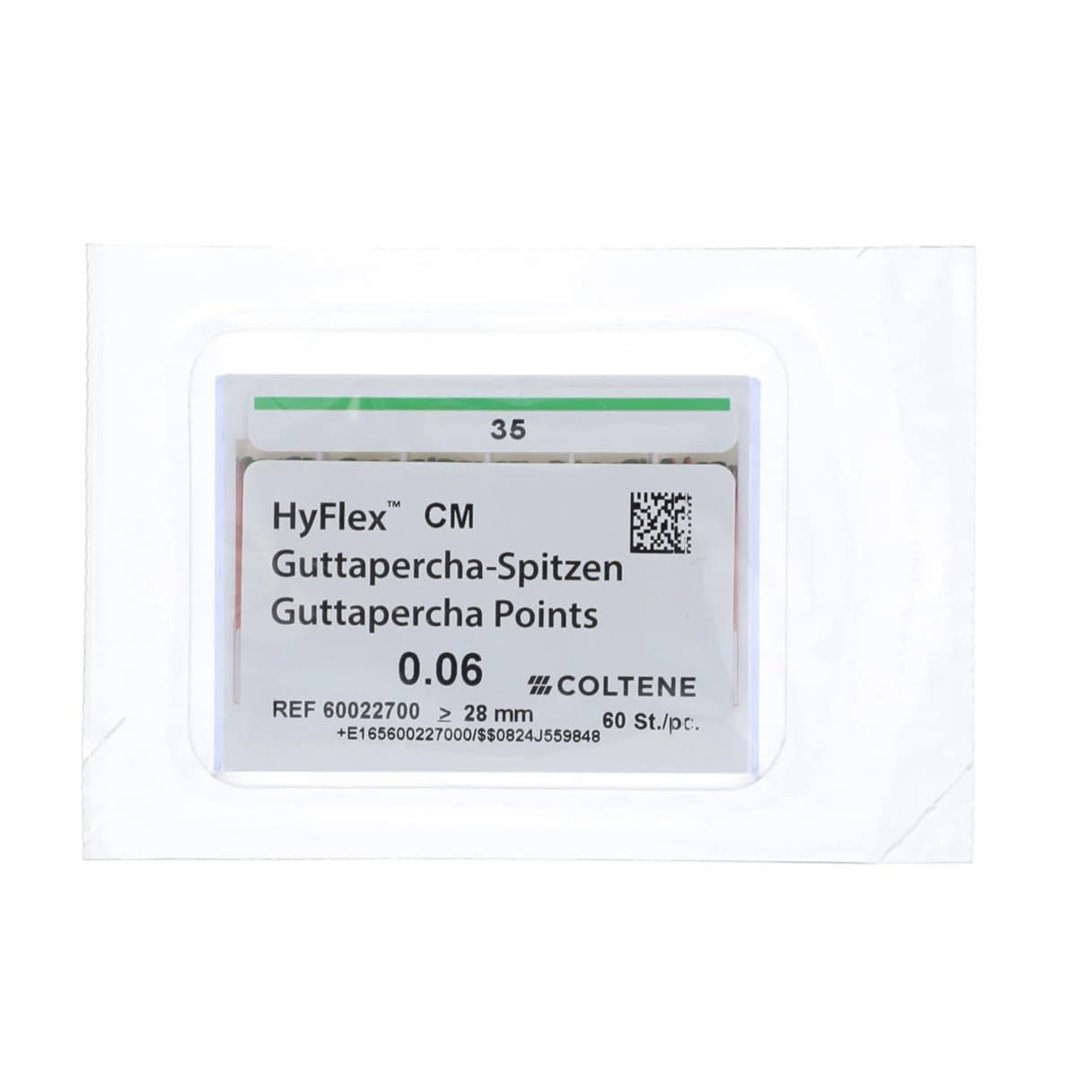 HyFlex CM GuttaPercha Points, Taper .06, Size #35, Green, 60/Pkg, 60022700 - HyFlex CM GuttaPercha Points - Taper .06 - Size #35 - Image 1