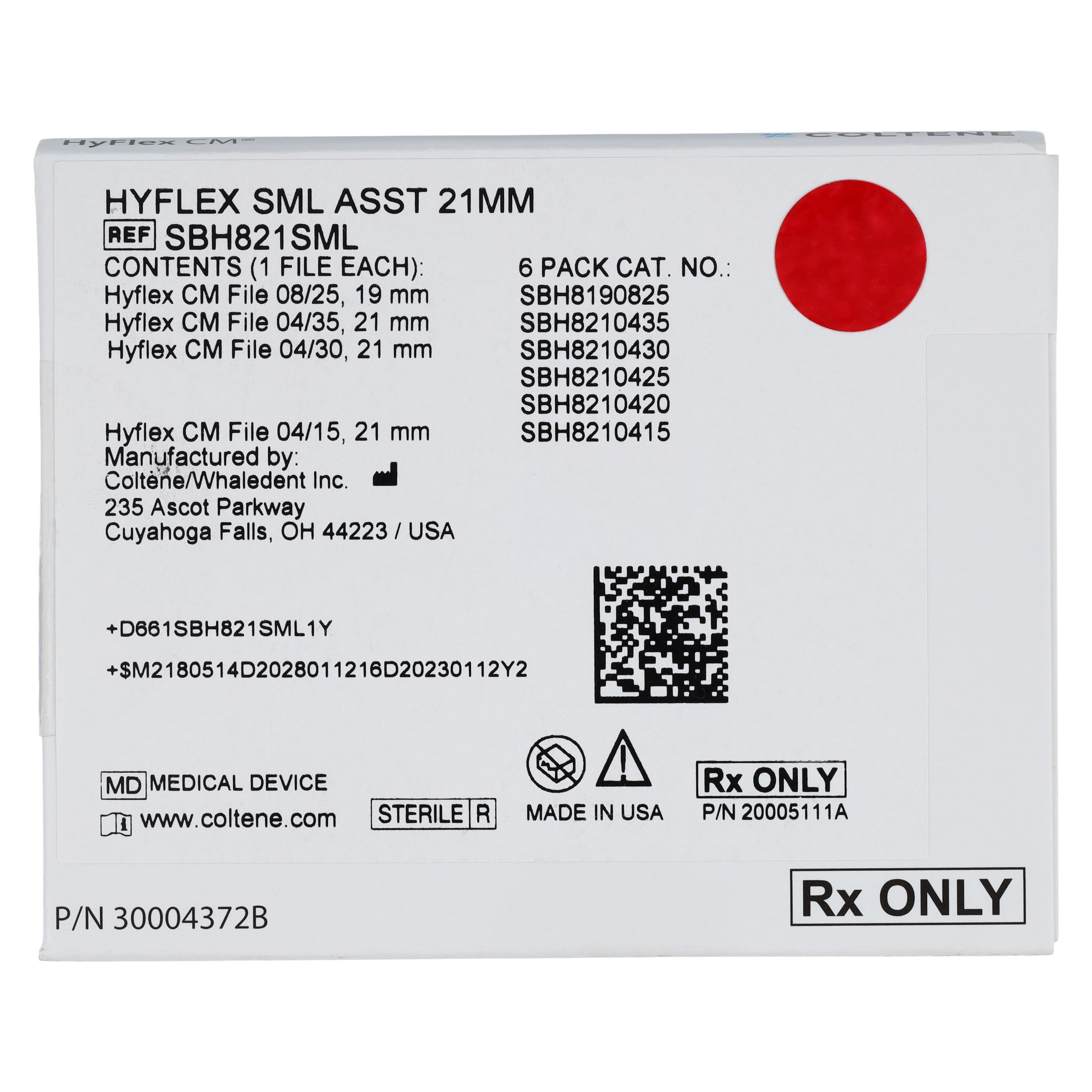 Coltene HyFlex CM Controlled Memory NiTi Endodontic Files, Assorted Small, 21mm, Sterile, 6/Pack, SBH821SML thumbnail 2