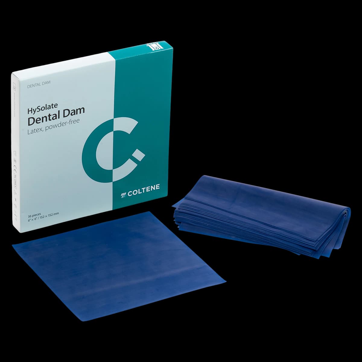 HySolate Latex Dental Dam, 5" x 5" (127 x 127 mm), Blue, Medium Gauge, Powder-Free, Low-Protein, 52/Box, 60034441 - HySolate Latex Dental Dam 5x5 Blue Medium Pack of 52 - Image 1