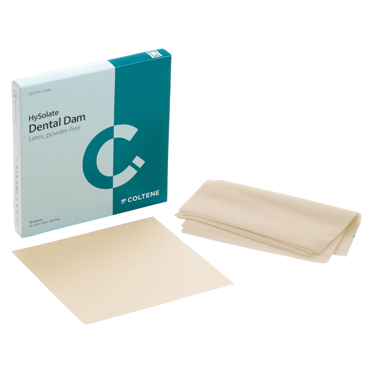 HySolate Latex Dental Dam, Light Medium, 6" x 6" (152 x 152 mm), Powder Free, 360/Box, 60034431 - HySolate Latex Dental Dam 6x6 Light Medium Pack of 360 - Image 1