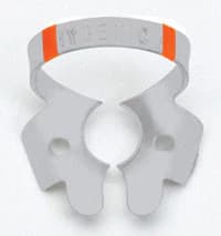 Hygenic Fiesta Color-Coded Rubber Dam Clamp, #4, Winged, Orange, Small Upper Molars/Deciduous Teeth, 1/Pk, H09959 - Hygenic, Fiesta, Rubber Dam Clamp, # 4, Winged, Color-Coded, H09959 - Image 1