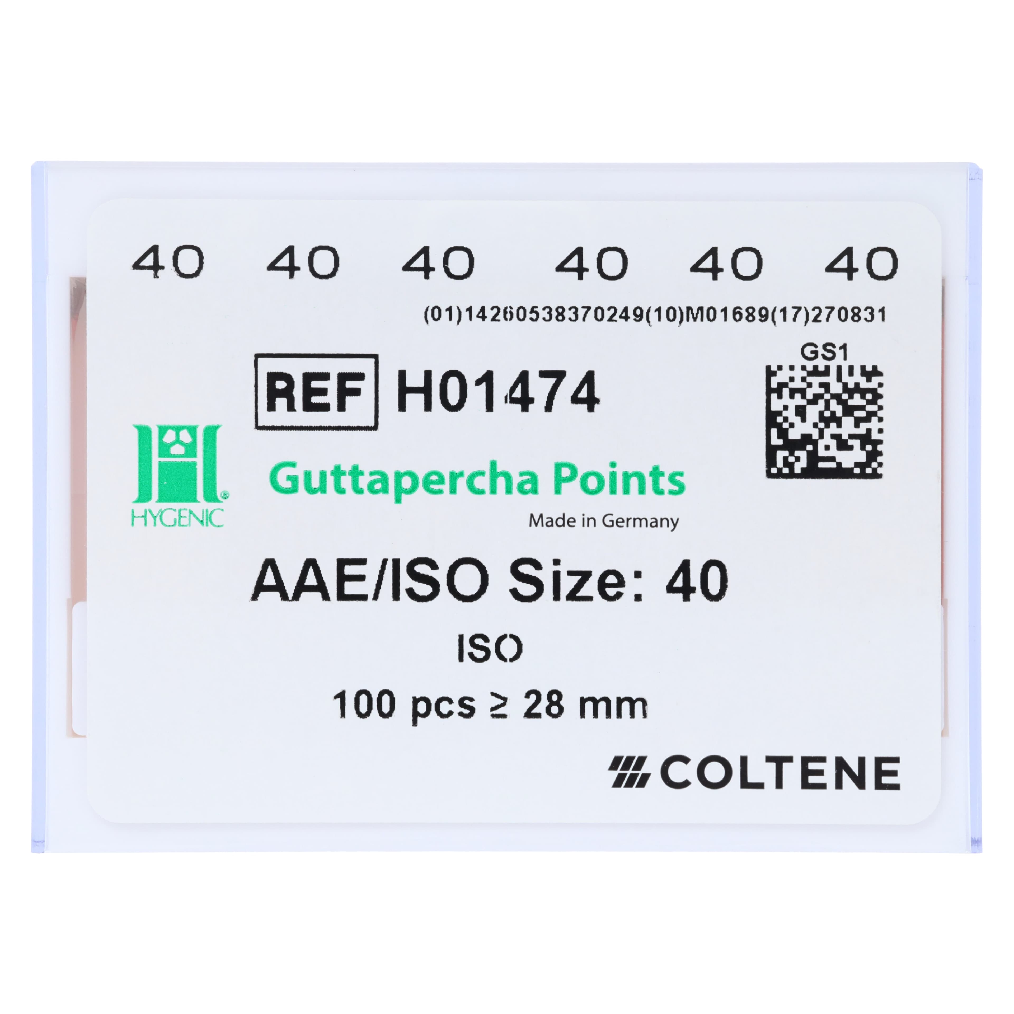 Hygenic® Gutta-Percha Points, AAE/ISO #40, Pink, 28mm, 100/Box (5 Vials of 20), H-01474 thumbnail 5