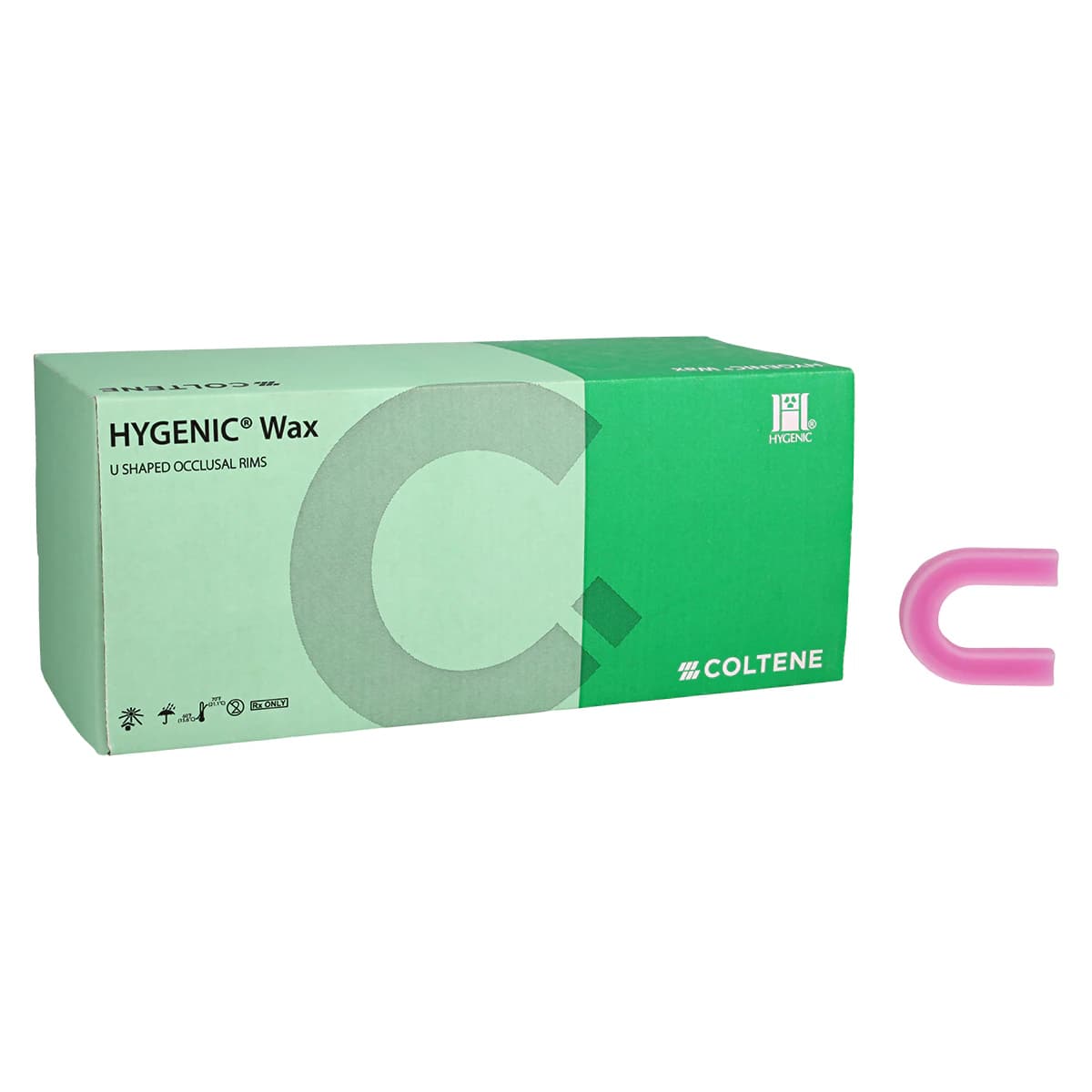 Coltene Hygenic U-Shaped Occlusal Rim Wax, Soft Pink, Recessed Base, 100/Box, H00822 - U-Shaped Occlusal Rim Wax 100/Blocks Pink - Image 1