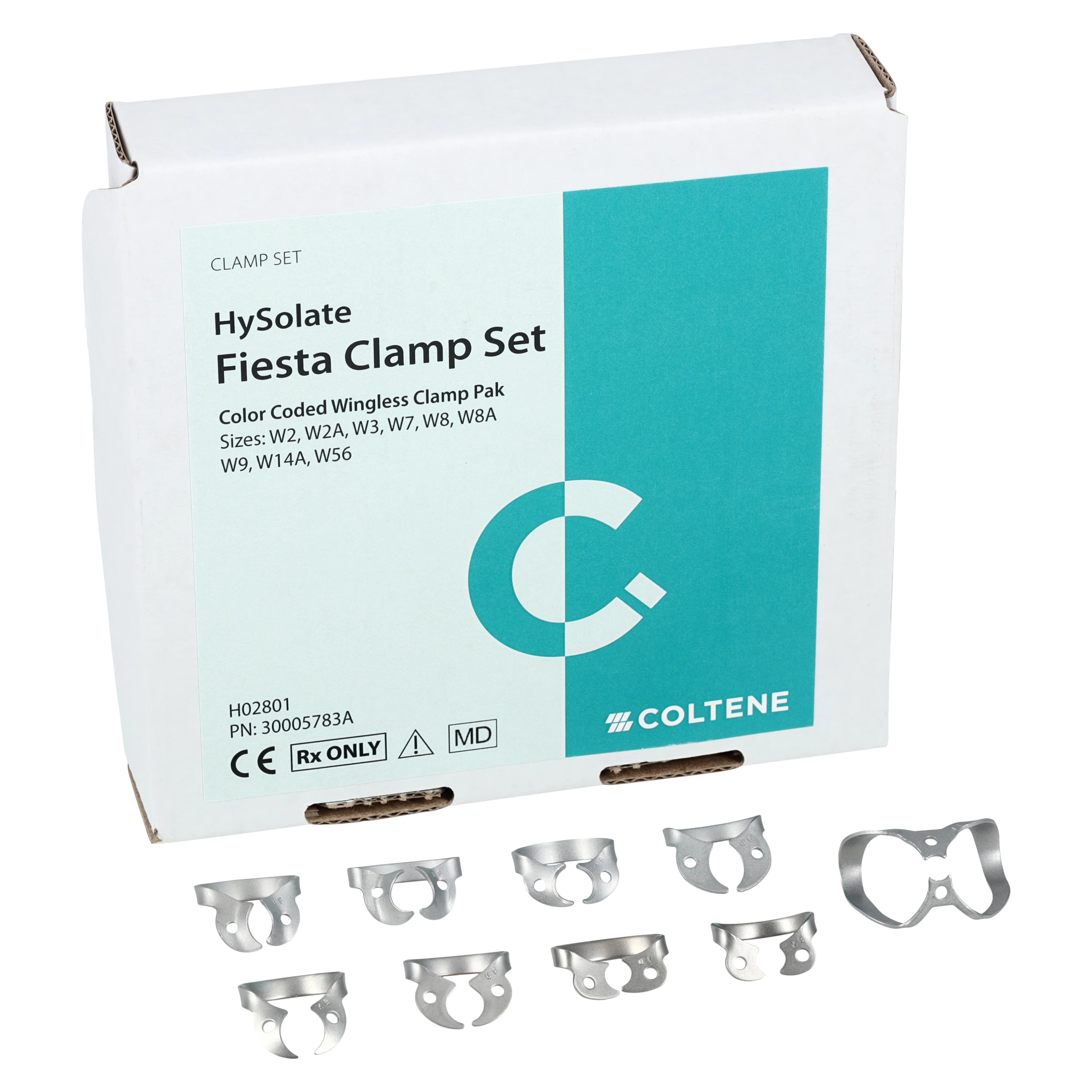 Hygenic Fiesta 9W Wingless Color-Coded Rubber Dam Clamp Kit, 9 Clamps + Organizer, H02801 thumbnail 2