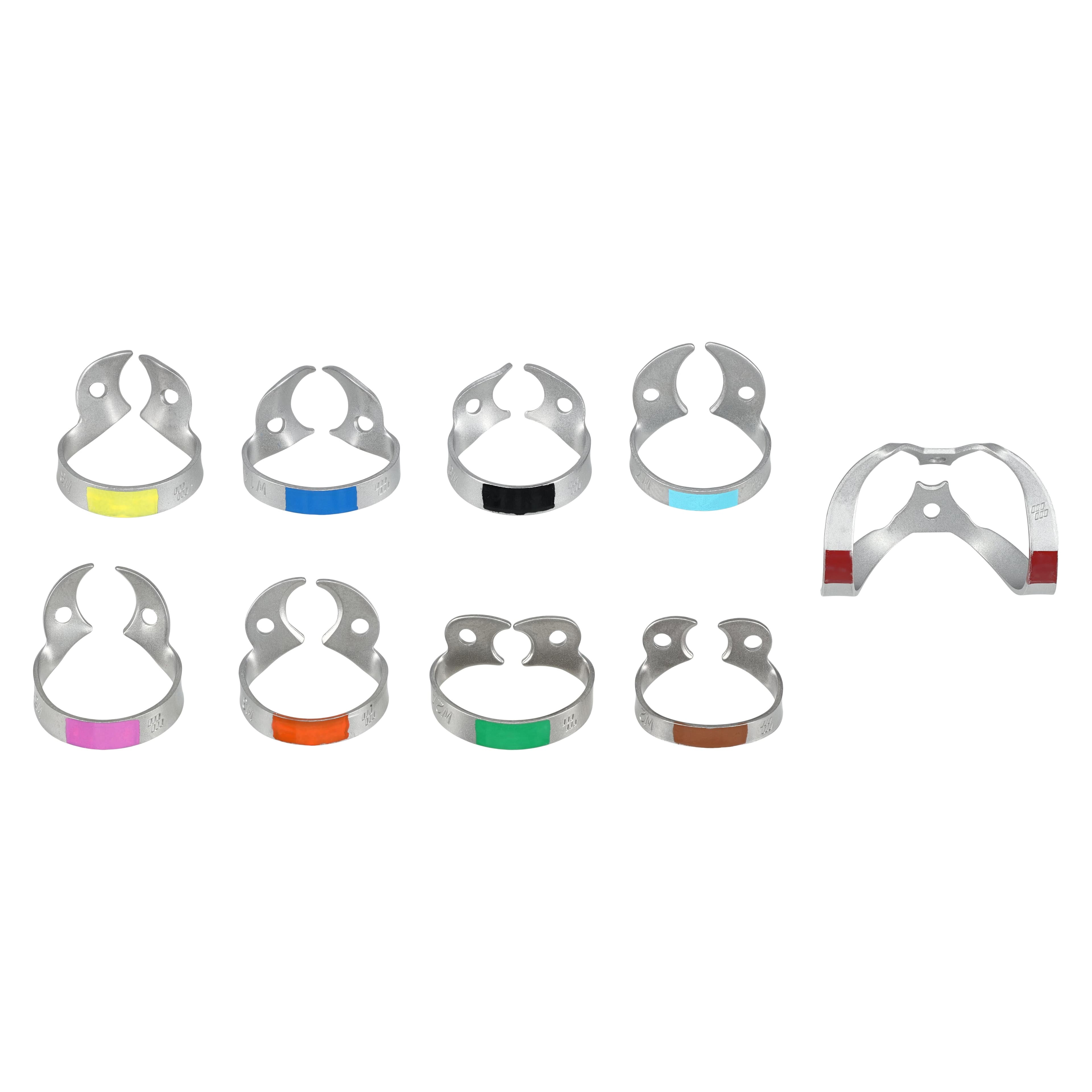 Hygenic Fiesta 9W Wingless Color-Coded Rubber Dam Clamp Kit, 9 Clamps + Organizer, H02801 thumbnail 4