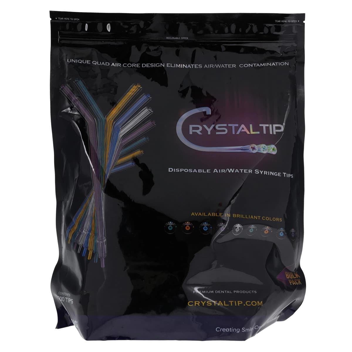 Crystal Tip Disposable Air/Water Syringe Tips, Rainbow Assorted Colors, 1500/Bag, CT2100 - Crystal Tip Air/Water Syringe Tips Rainbow 1500/Bag - Image 1