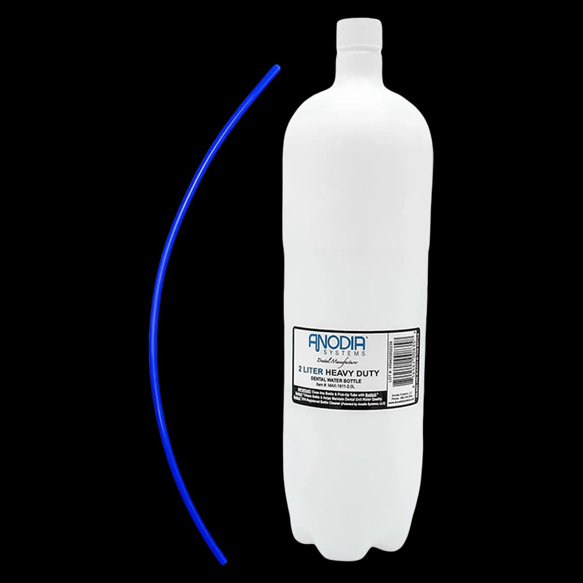 Anodia Systems 2.0L Heavy Duty Dental Unit Water Bottle, HDPE, BPA-Free, with Pick-up Tube and Cap, MAK-1811-2.0L - Anodia® 2.0L Heavy Duty Dental Water Bottle - Image 1