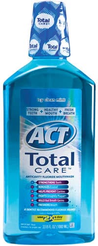 ACT Total Care Icy Clean Mint Mouthwash, 33.8 oz, Fluoride, Alcohol Free, 6/Case - ACT® Total Care ICY - ACT® Total Care ICY - Image 1