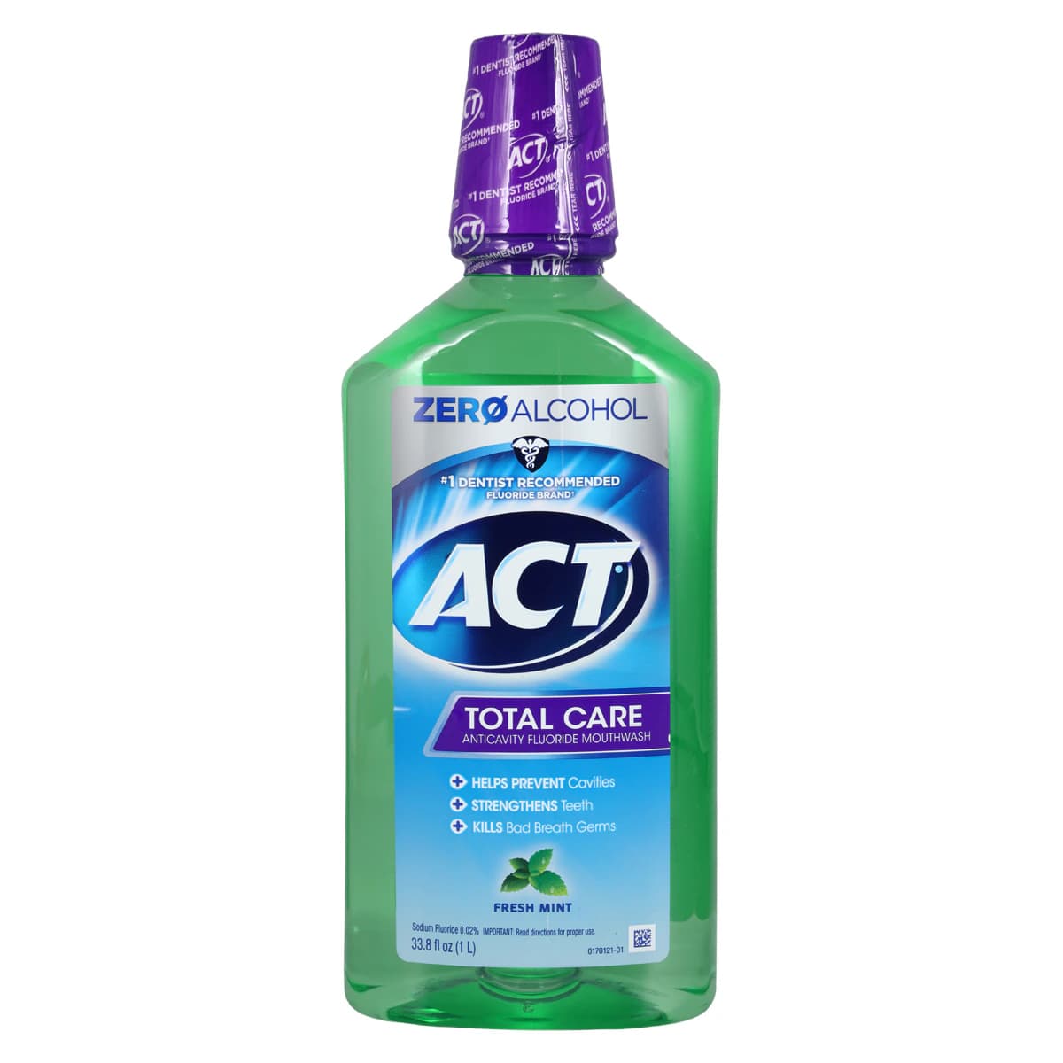 ACT Total Care Fresh Mint Alcohol-Free Mouthwash, 33.8 oz, 6/Case - Act Total Care Mint Al-Free - Image 1