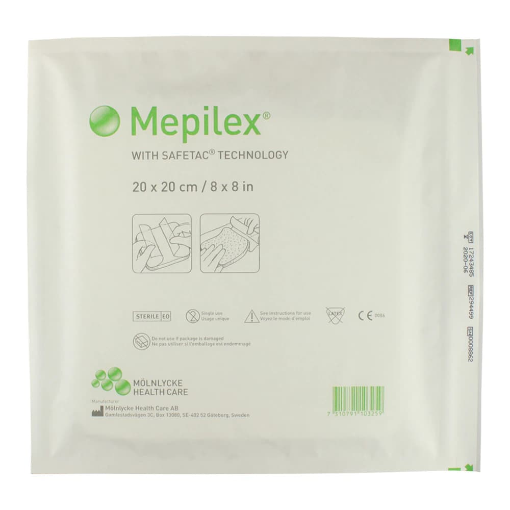 Mepilex Foam Dressing, 8x8" Non-Adherent Self-Adhesive Absorbent - Mepilex Foam Dressing - Image 1