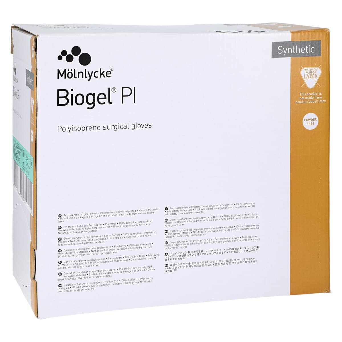 Biogel PI PF Synthetic Surgical Gloves, Polyisoprene, Powder-Free, Size 6.5, Straw, 50 Pairs/Box thumbnail 4