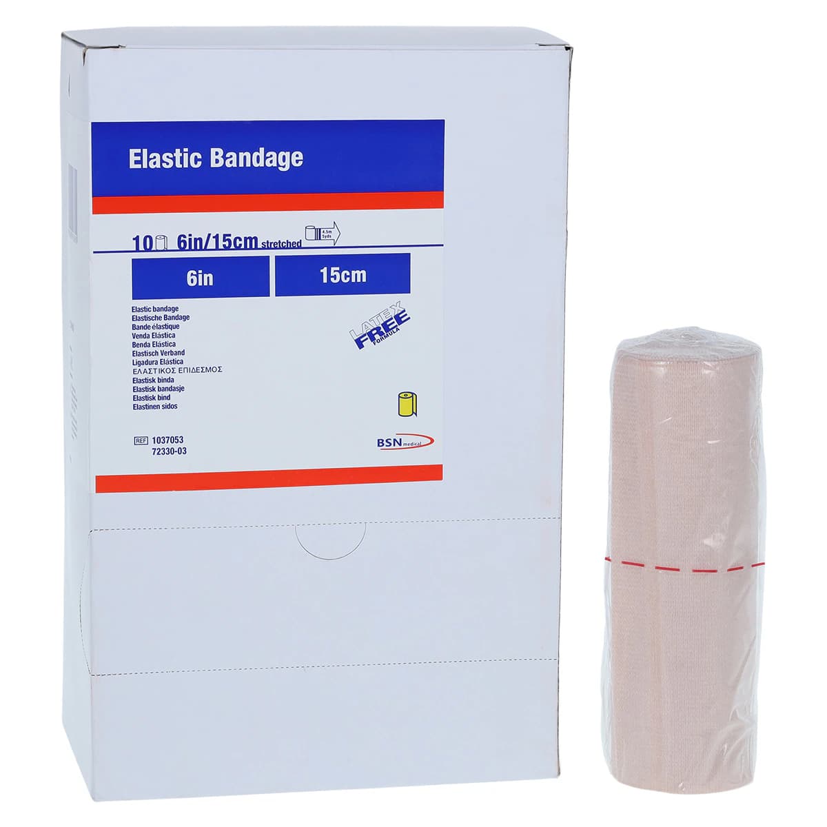 BSN Medical Elast Beige Stretch Bandage, 6" x 5 yd, Velcro Closure, Latex-Free, 10/Box - Bandage Elast Beige Velcro LF - Image 1
