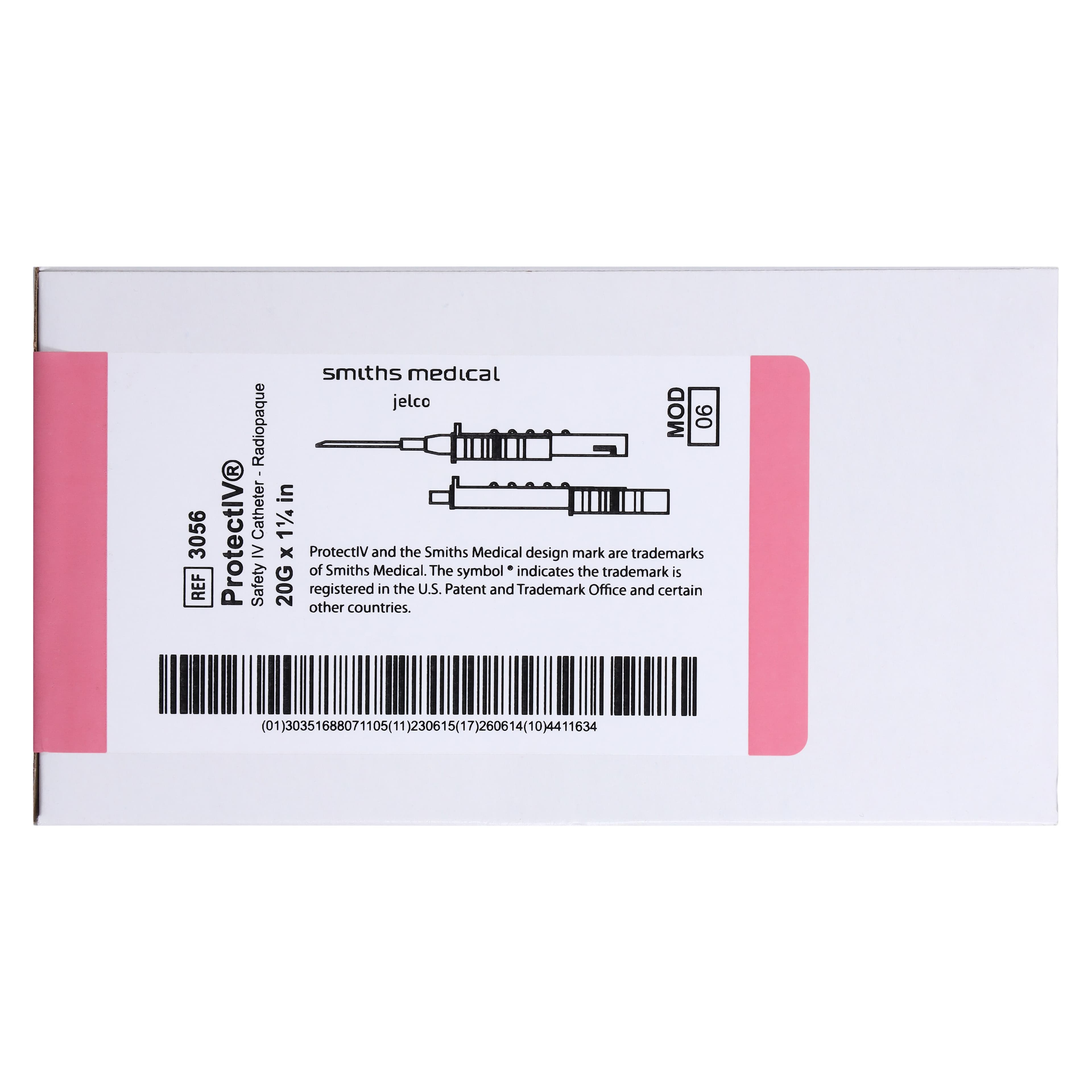 Jelco Protectiv IV Catheter, 20 Gauge, 1-1/4", Safety, Pink, Straight, 50/Box thumbnail 7