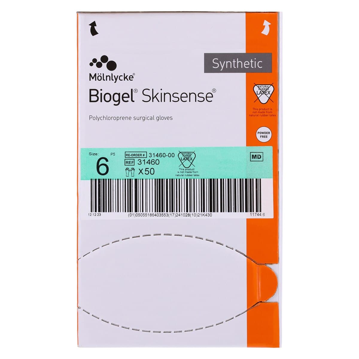 Biogel Skinsense 6.0 Surgical Gloves, Powder-Free, Non-Latex, Polychloroprene, Size 6, Sterile, 50/Box thumbnail 6