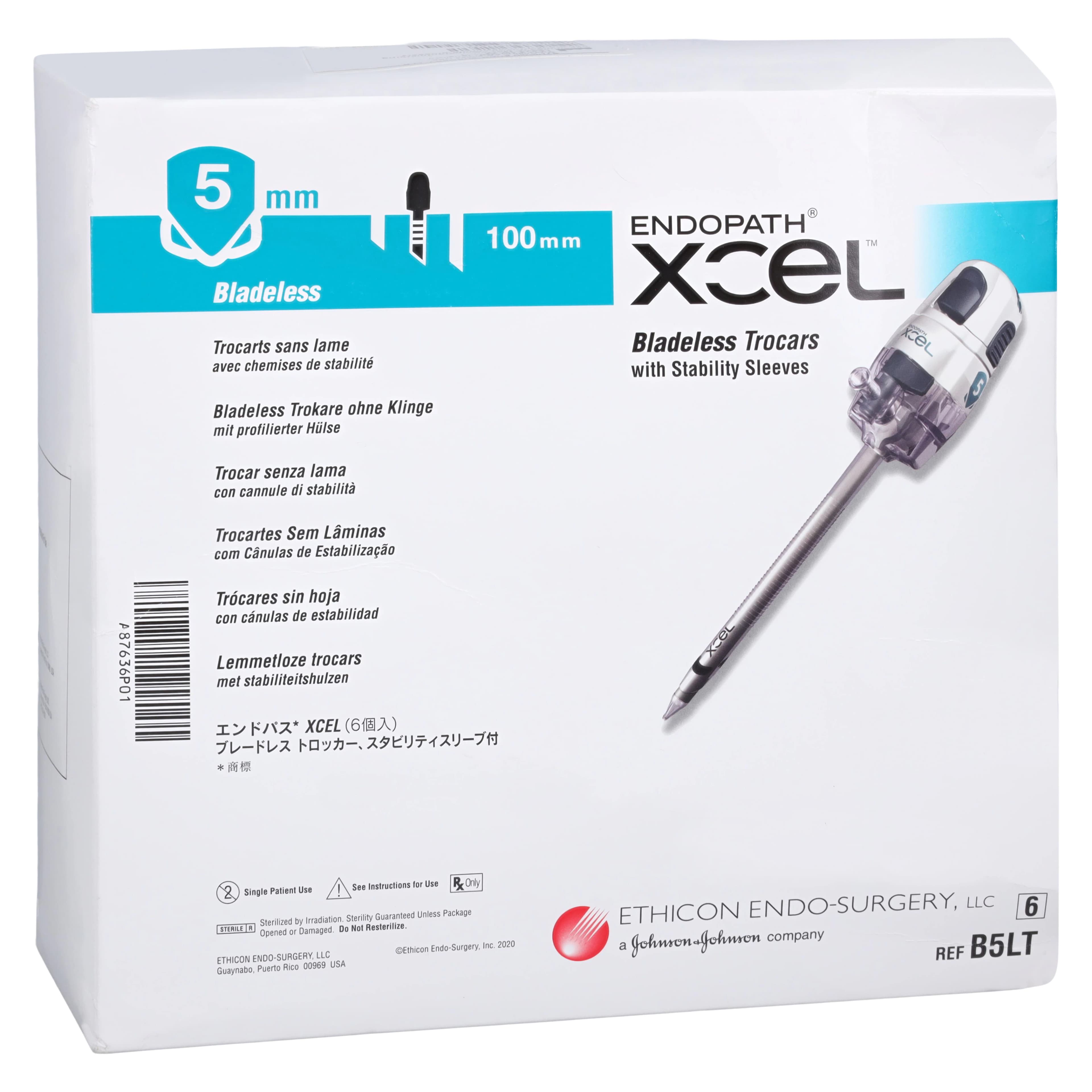 Endopath Xcel Blunt Tip Trocar, 5mm, Titanium, Single Use - Trocar Endopath Excel Blunt Ti - Image 1