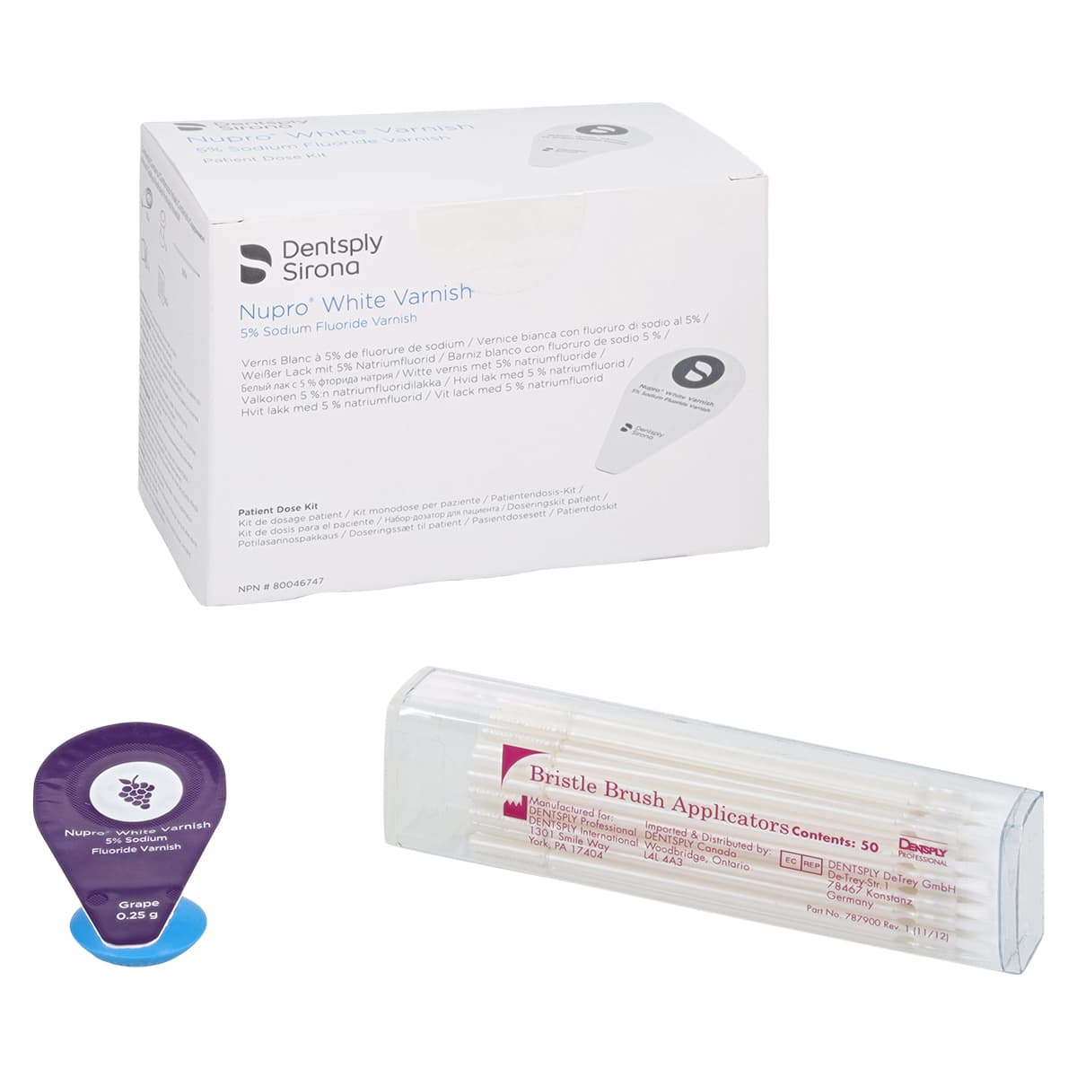 NUPRO 5% Sodium Fluoride White Varnish, Grape, 0.25 g Unit Dose, 50/Box, 130226 - Nupro 5% NaF White Varnish Grape 0.25g (50) - Image 1