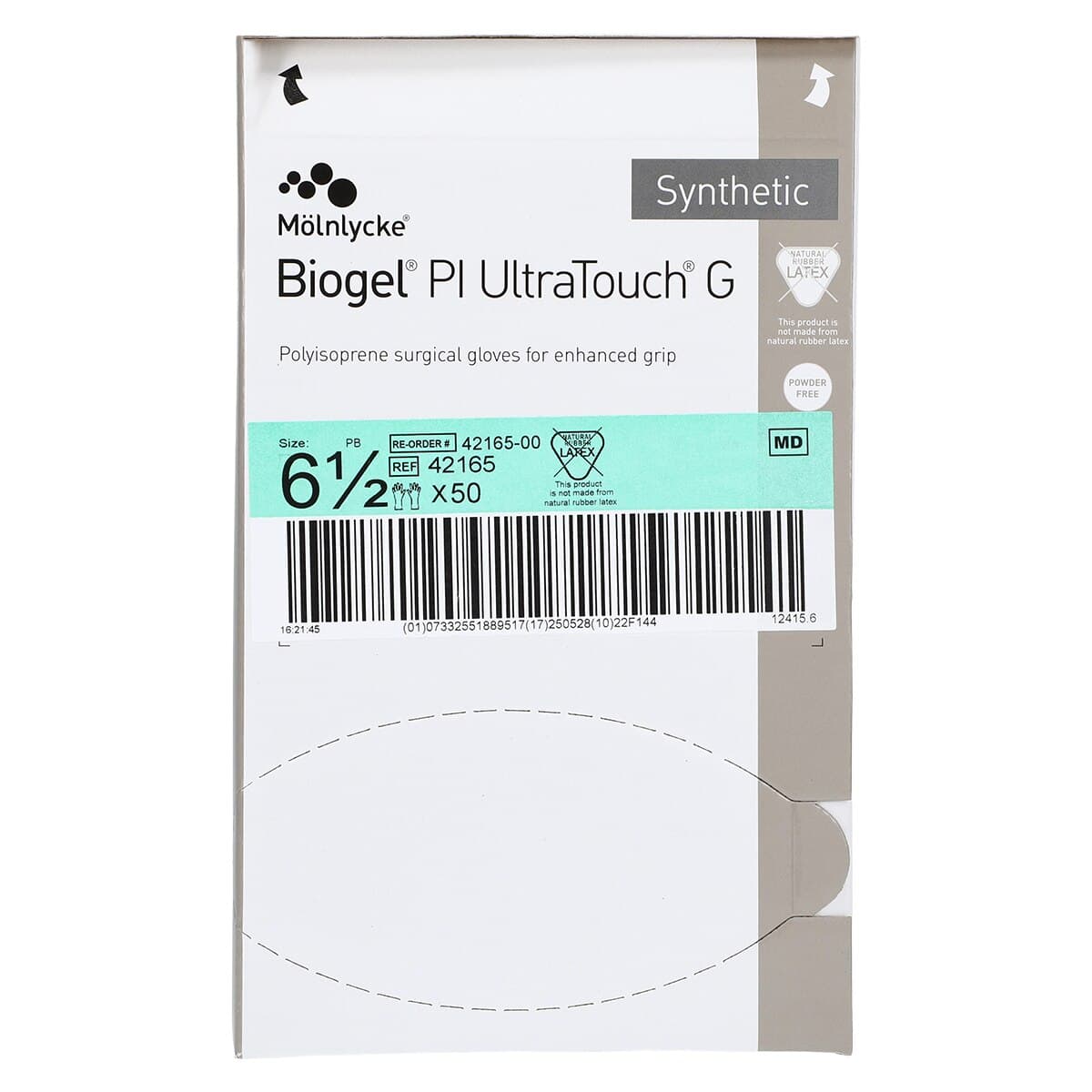 Biogel PI UltraTouch G Polyisoprene Surgical Gloves, Size 6.5, Straw thumbnail 6