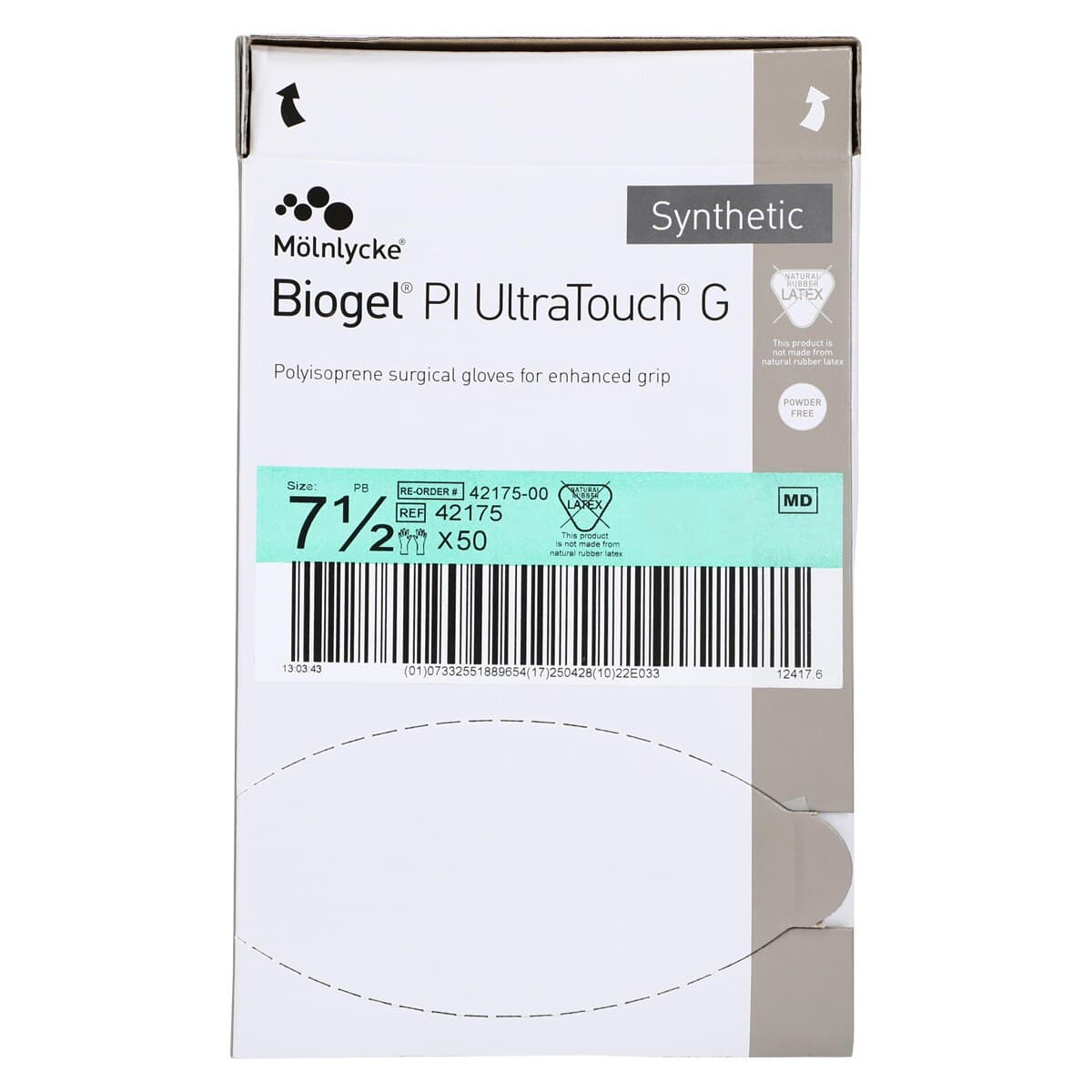 Biogel PI UltraTouch G Polyisoprene Surgical Gloves, Size 7.5, Straw thumbnail 6