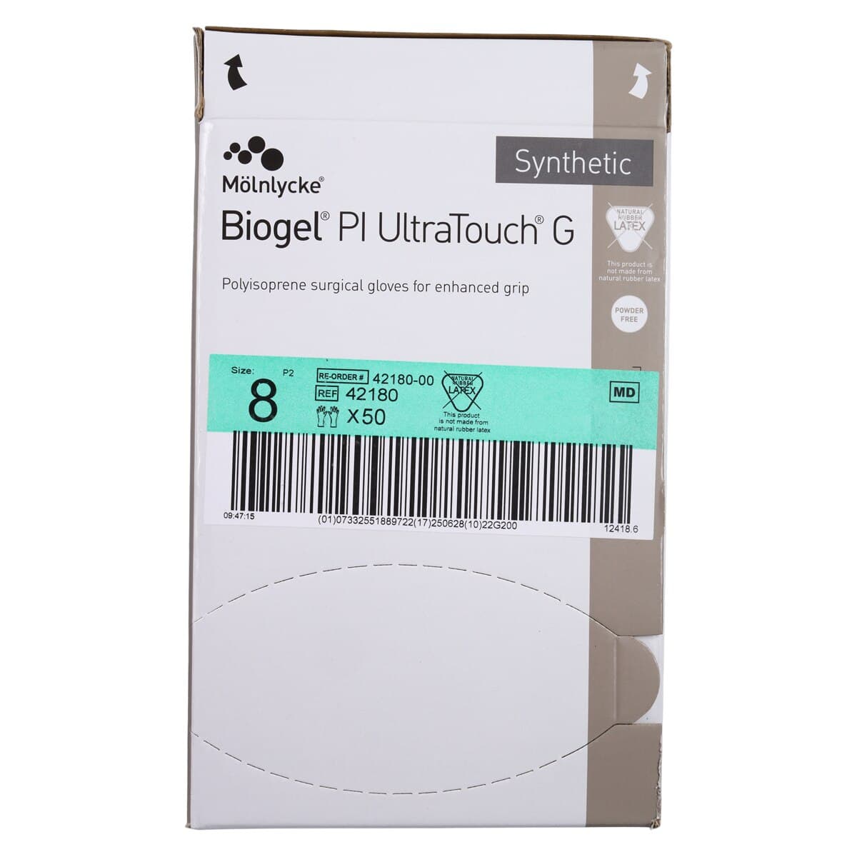 Biogel PI UltraTouch G Polyisoprene Surgical Gloves, Size 8, Straw, 50/Bx thumbnail 5