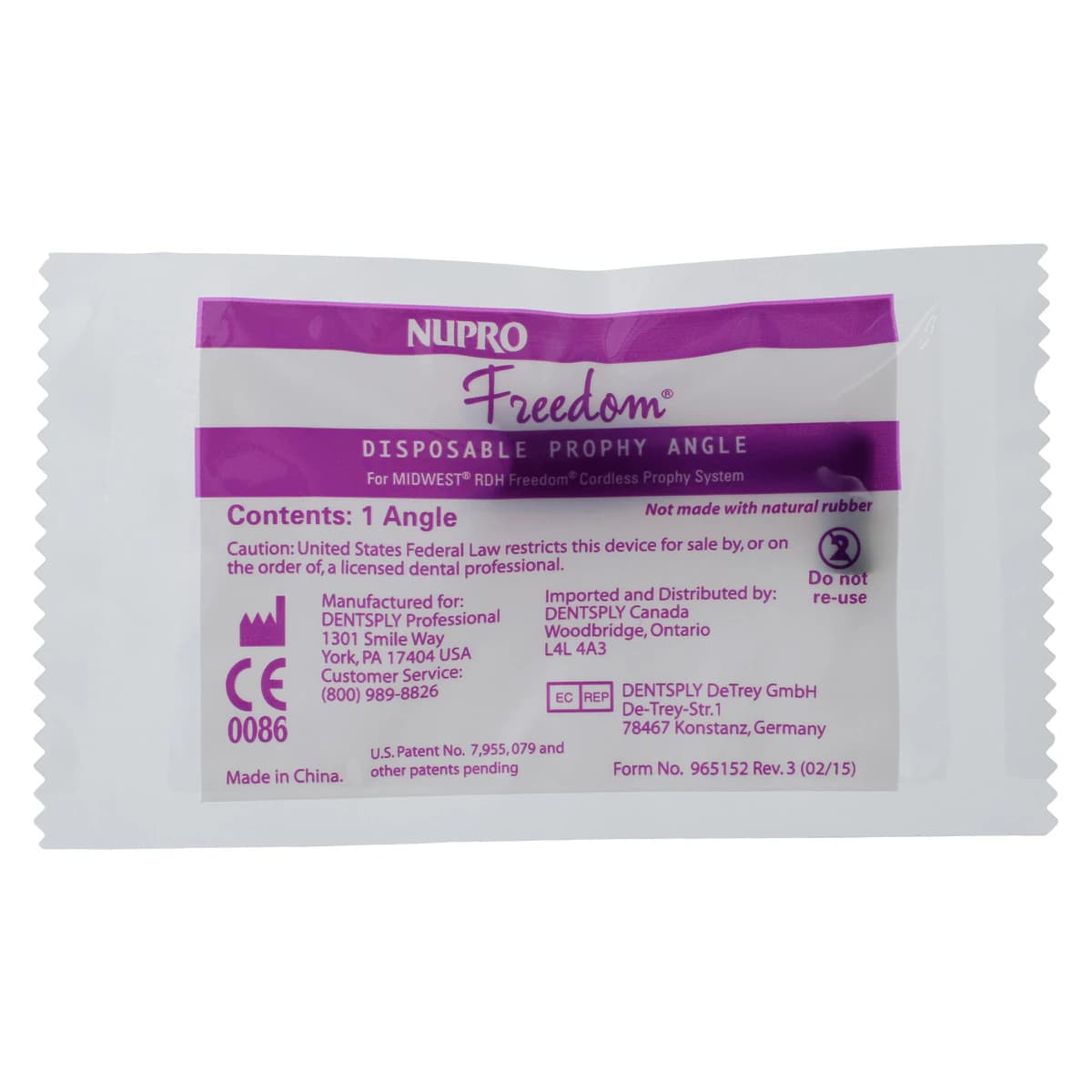 NUPRO Freedom® Slim Disposable Prophy Angles, Soft Cup, 90° Angle, 1200/Box, 965064 - NUPRO Freedom® Slim Disposable Prophy Angles Soft 90 Economy Box of 1200 - Image 1