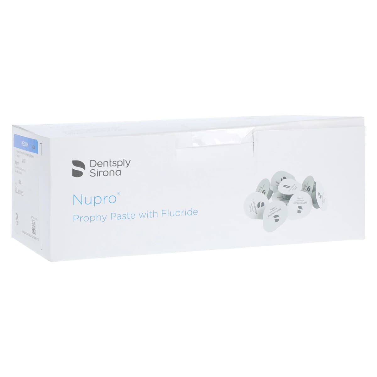 Nupro Extra Care Prophy Paste, Fluoride, Medium Grit, Mint, Unit Dose Cups, 200/Box, 801222 - Nupro Extra Care Prophy Paste, Fluoride Cup, Medium, Mint, 200/Box, 801222 - Image 1