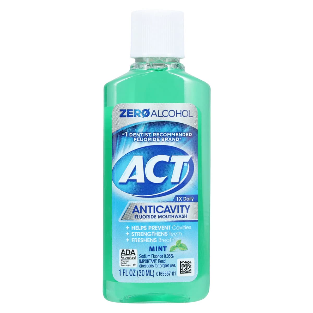 ACT Anticavity Fluoride Rinse, Alcohol Free, Mint, 1 oz Bottle, 48/Pkg - ACT® Alcohol Free Anticavity Fluoride Rinse – 1 oz Bottle, Mint, 48/Pkg - ACT® Alcohol Free Anticavity Fluoride Rinse – 1 oz Bottle, Mint, 48/Pkg - Image 1