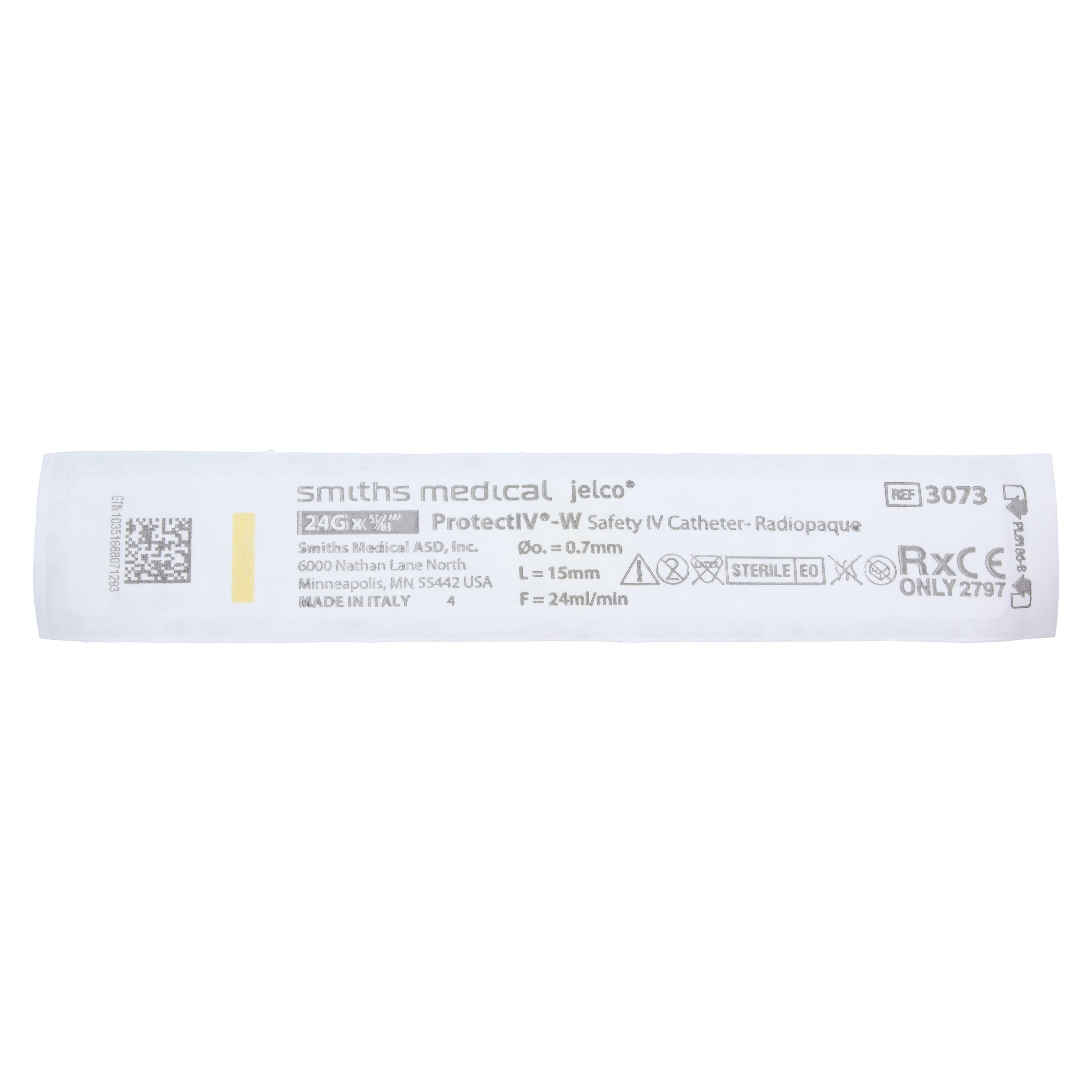 Jelco Protectiv-W IV Catheter, 24 Gauge x 5/8", Safety Straight, Yellow, 50/Box thumbnail 2