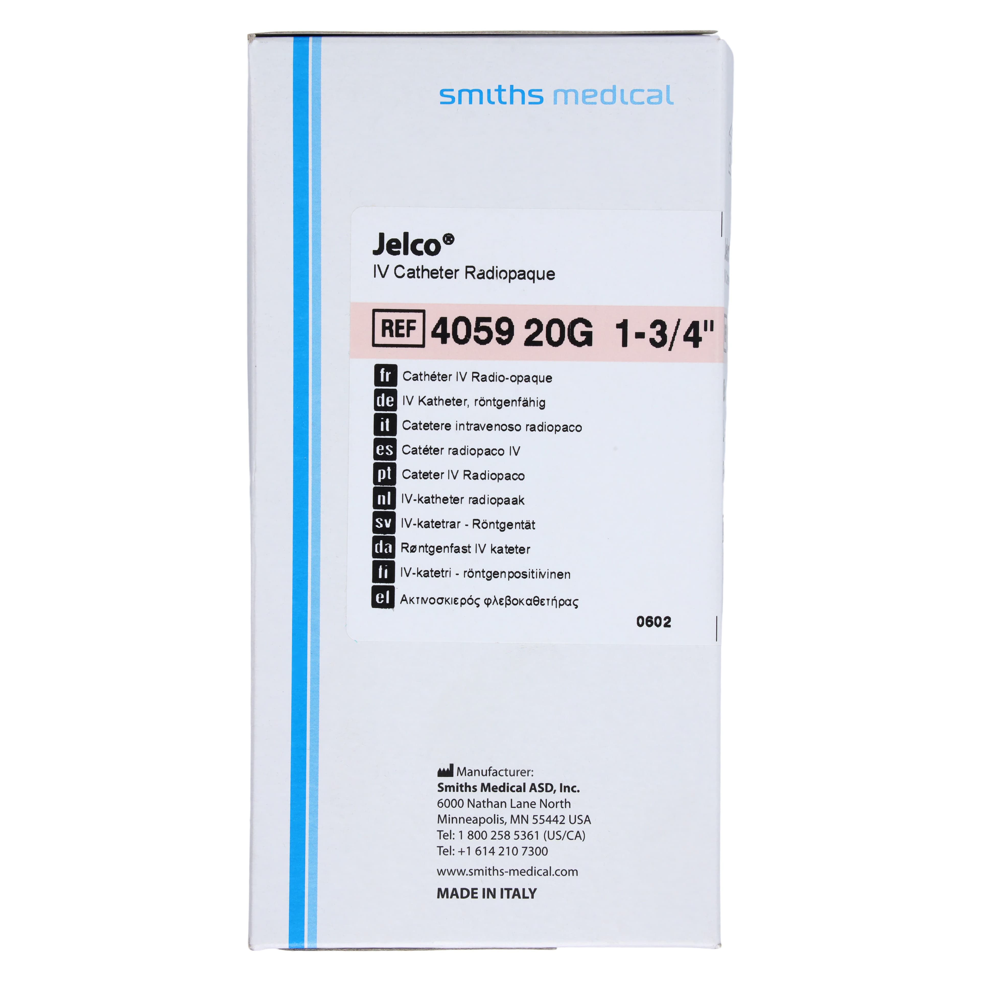 Jelco Peripheral IV Catheter, 20 Gauge, 1-3/4", Radiopaque, Straight with Wings, Pink, Sterile, 50/Box thumbnail 4