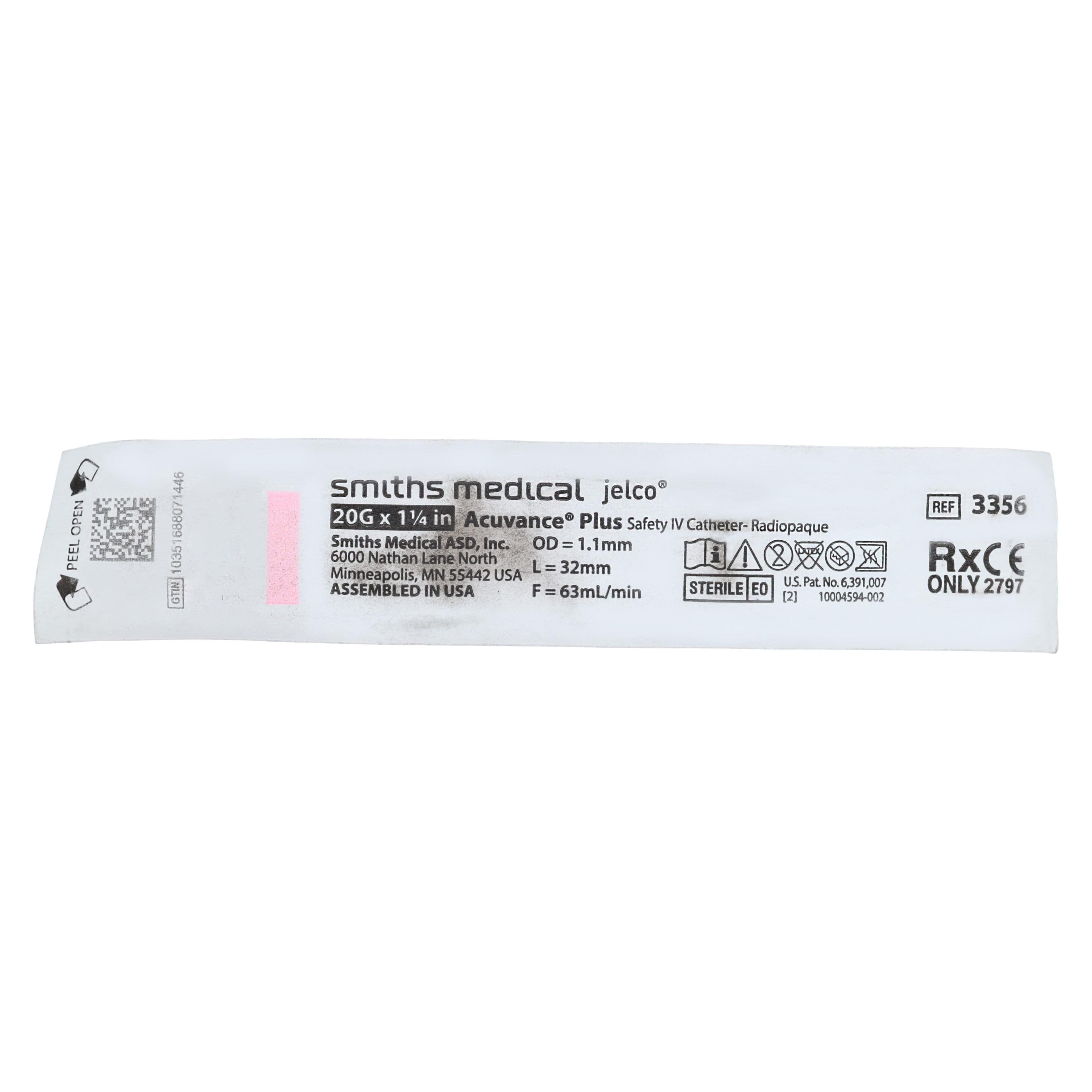 Protectiv Acuvance Plus IV Catheter, 20 Gauge, 1-1/4", Polyurethane/Ocrilon, Safety Straight, Sterile, Pink, Each thumbnail 5