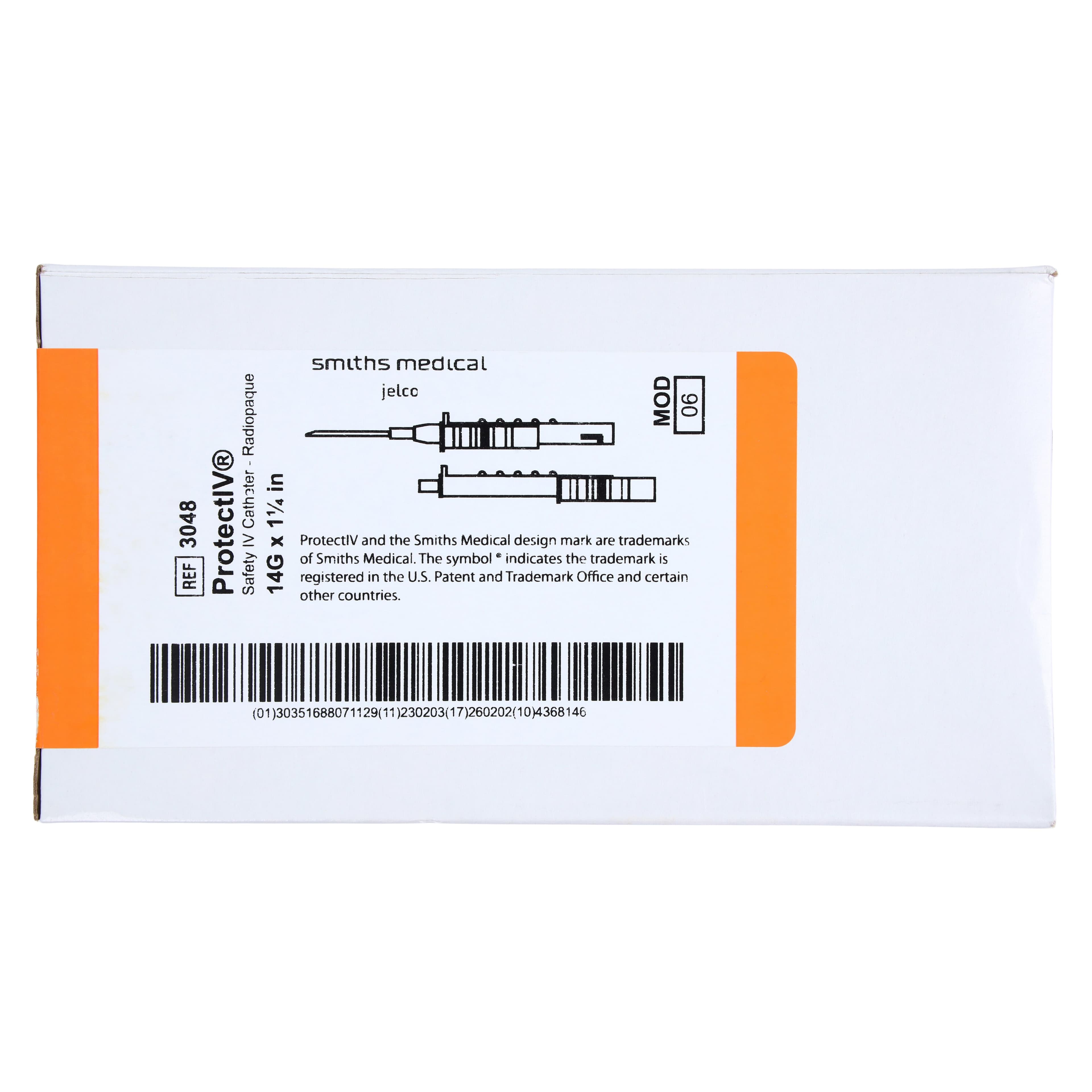 Jelco Protectiv IV Catheter, 14 Gauge, 1-1/4", Safety Straight, Orange, 50/Box thumbnail 4