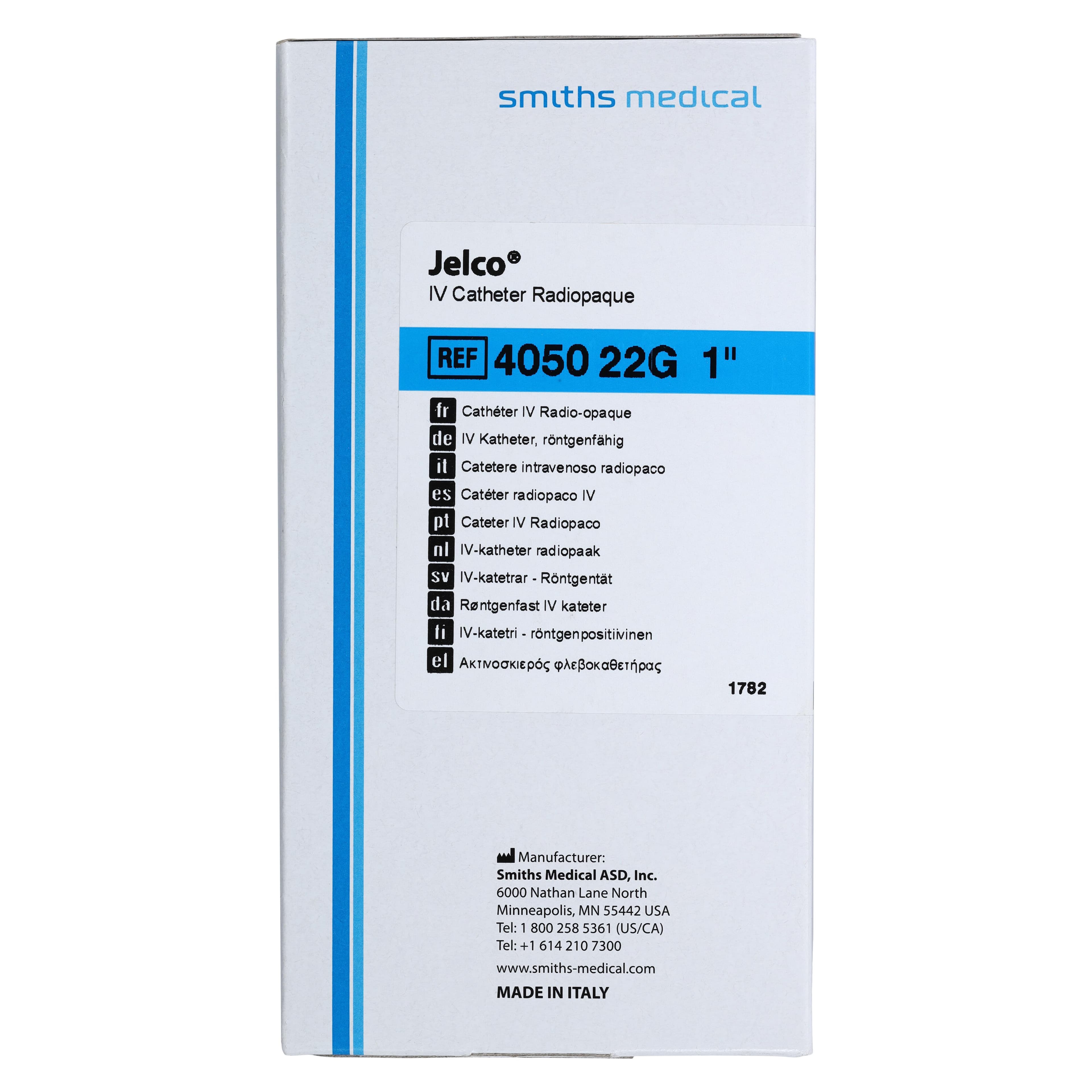 Jelco IV Catheter Radiopaque, 22 Gauge, 1", Blue, Straight, Sterile, Latex-Free, 50/Box thumbnail 4