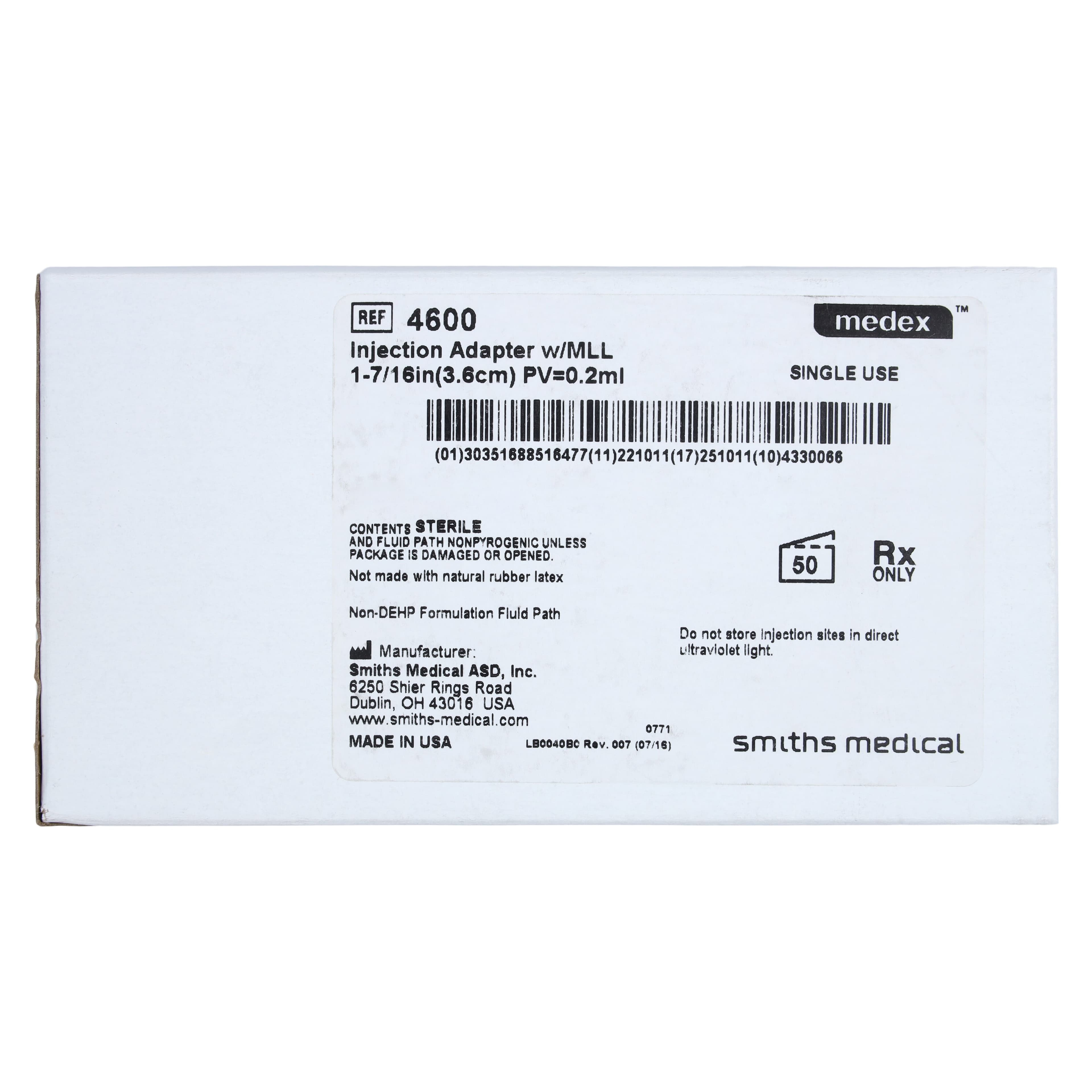 Jelco Intermittent Injection Cap, Rubber Luer Lock, Sterile, Clear, Disposable, 50/Box thumbnail 3