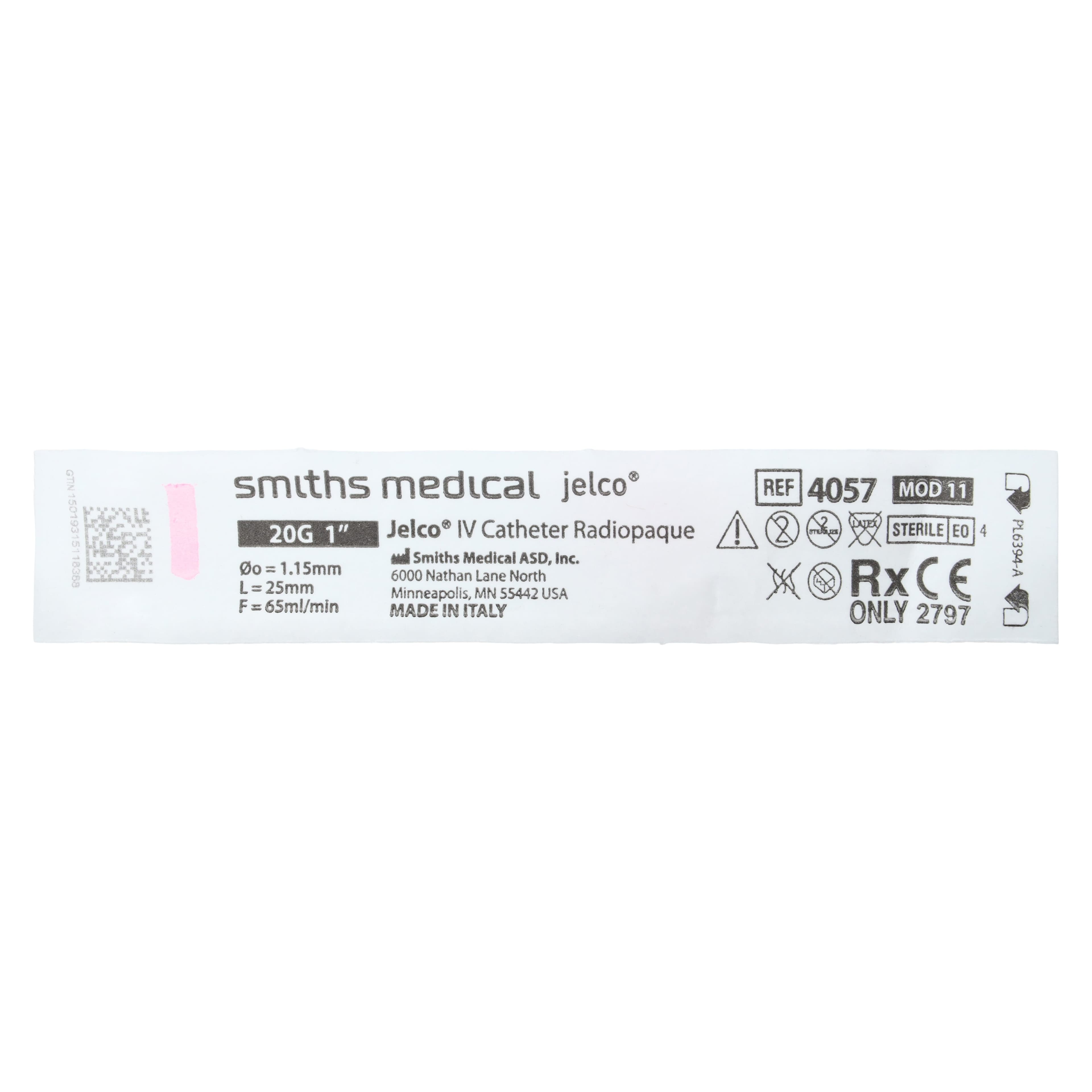 Jelco IV Catheter Radiopaque, 20 Gauge, 1", Pink, Straight with Wings, Sterile, Latex-Free thumbnail 5