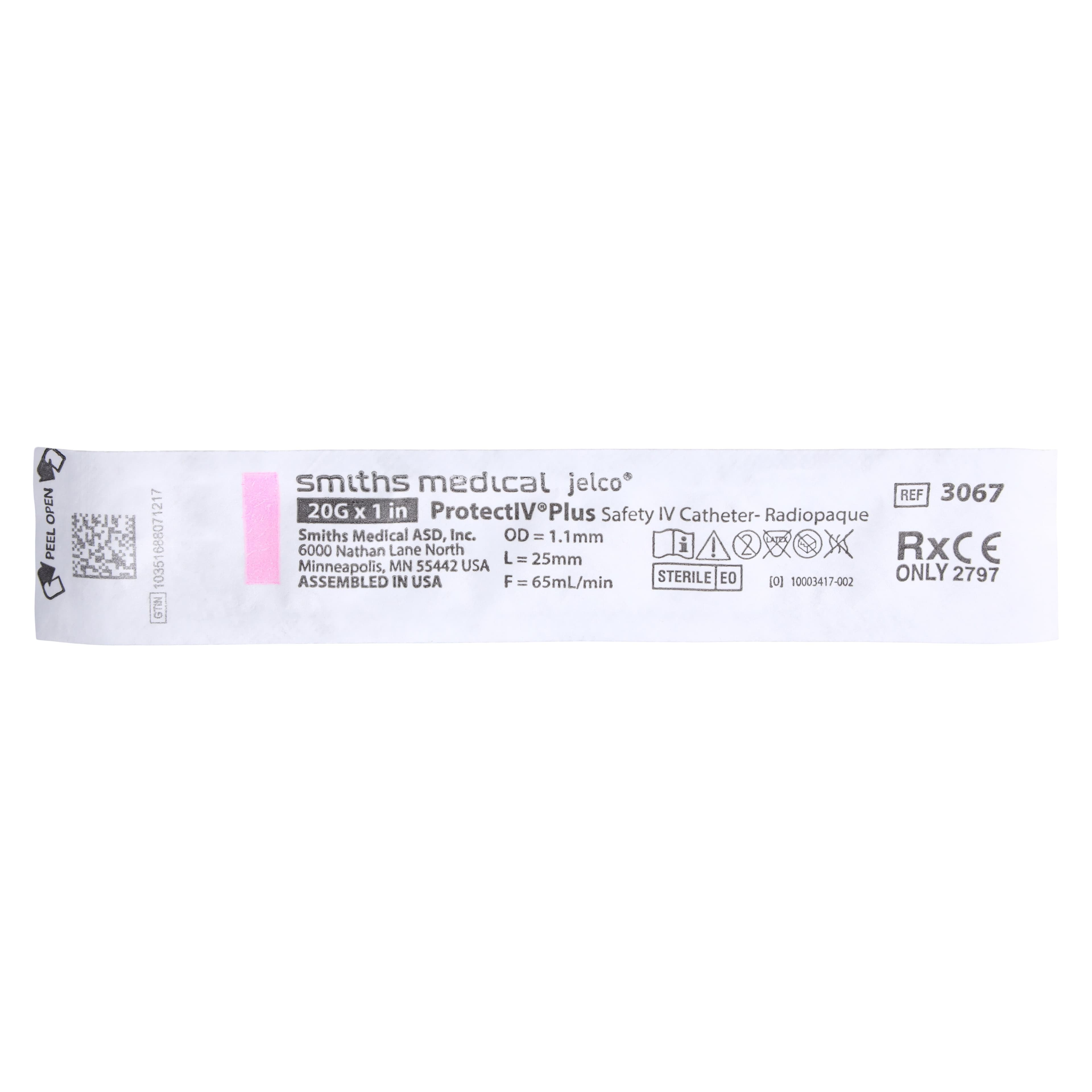 Jelco Protectiv Plus IV Catheter, 20 Gauge, 1", Pink, Safety, Straight, Sterile, Latex-Free, 50/Box thumbnail 5