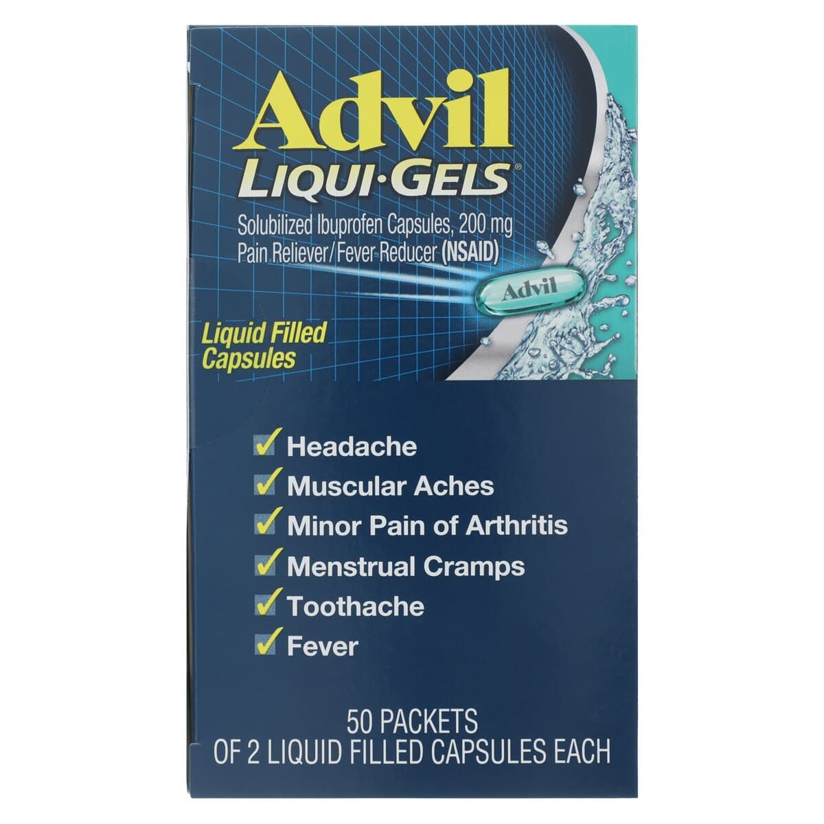 Advil Liqui-Gel Capsules, 200mg, NSAID, 50x2/Box thumbnail 3