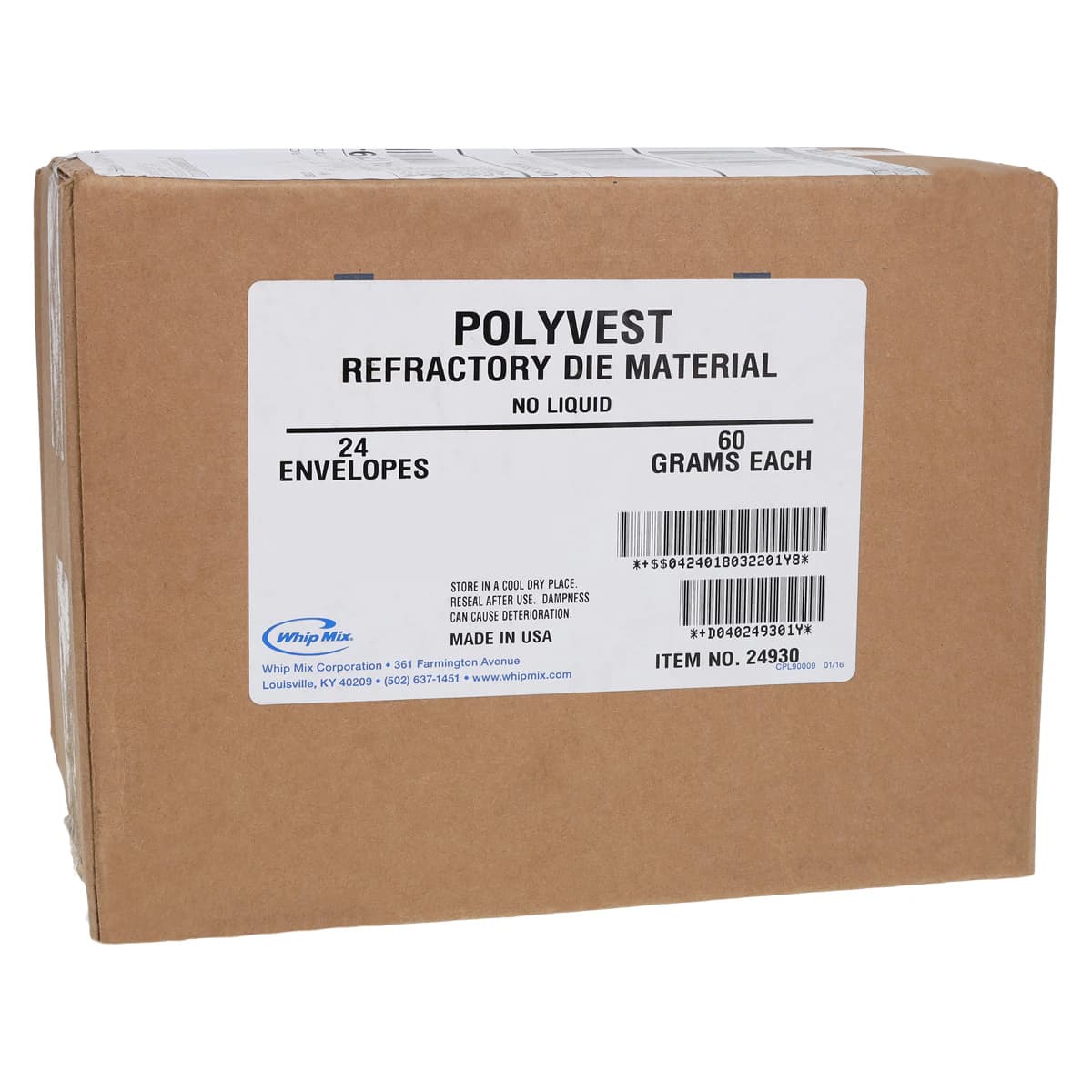 Whip Mix Polyvest Refractory Investment, 24/60 g Preweighed Packets, #24930 - Polyvest Refractory Investment, 24/60 g Preweighed Packets - Image 1