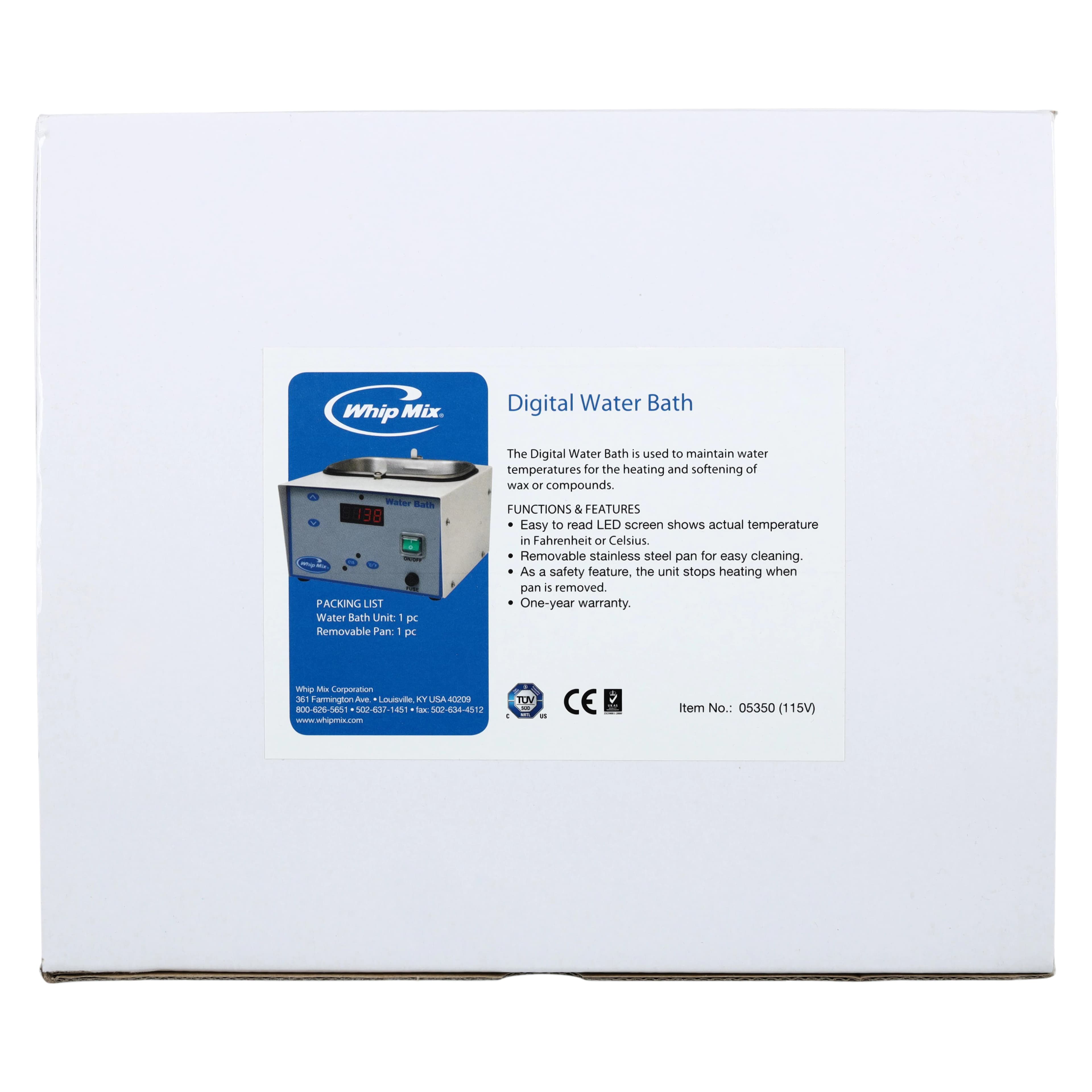 Whip Mix Digital Water Bath 115V with Removable Stainless Steel Tray, Model 05350 thumbnail 6