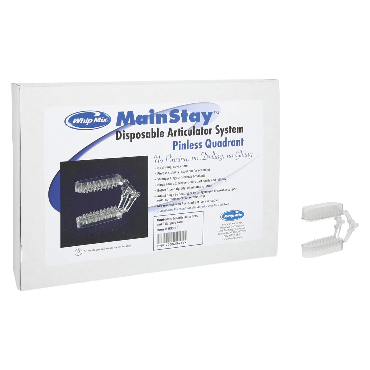 MainStay™ Disposable Articulator Pinless Quadrant, 50/Pack, Whip Mix #08254 thumbnail 2