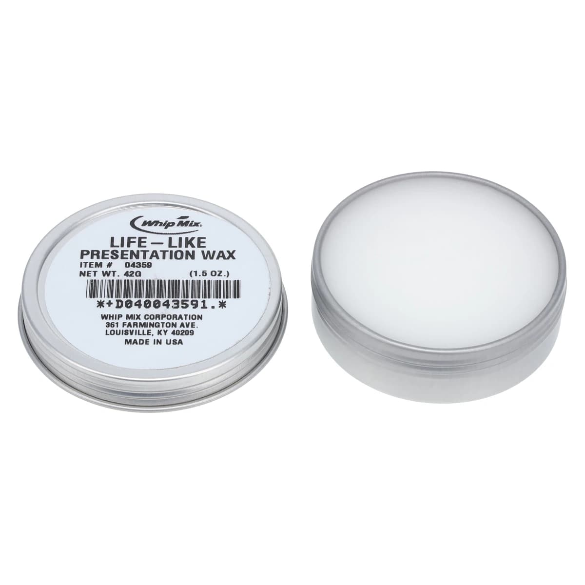 Whip Mix Life-Like Presentation Wax, White, 1.5 oz (42 g) Covered Tin, #04359 - Life-Like Presentation Wax 1.5oz - Image 1