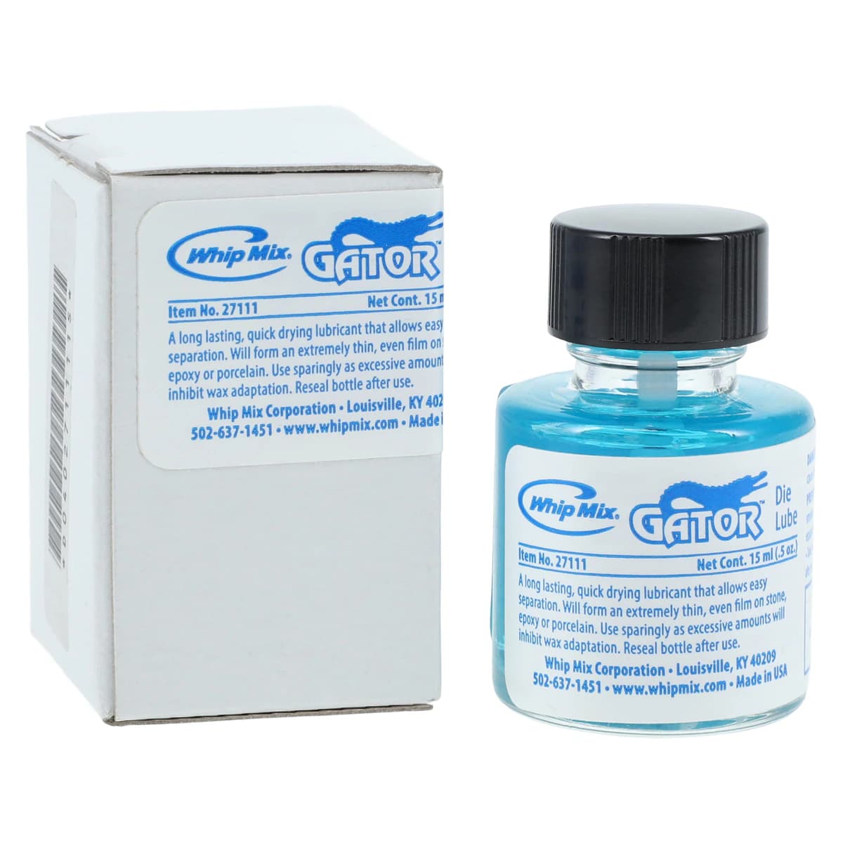 Gator Die Lube Brush in Cap, 0.5 oz Bottle, Whip Mix #27111 - Gator Die Lube Brush in Cap 0.5oz - Image 1
