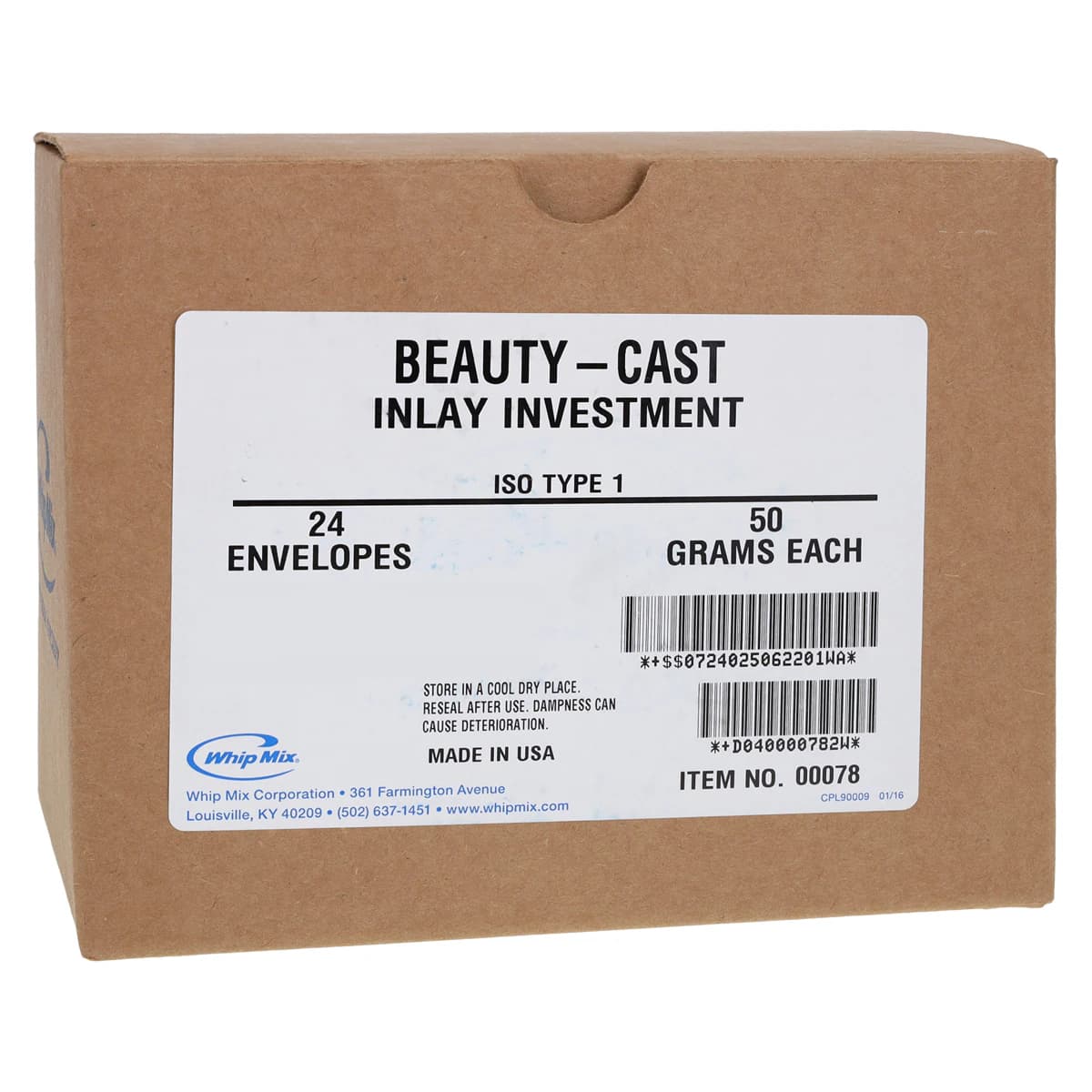 Whip Mix Beauty-Cast Inlay Investment, 50g, Box of 24, #00078 - Beauty-Cast Inlay Investment 50g Box of 24 - Image 1