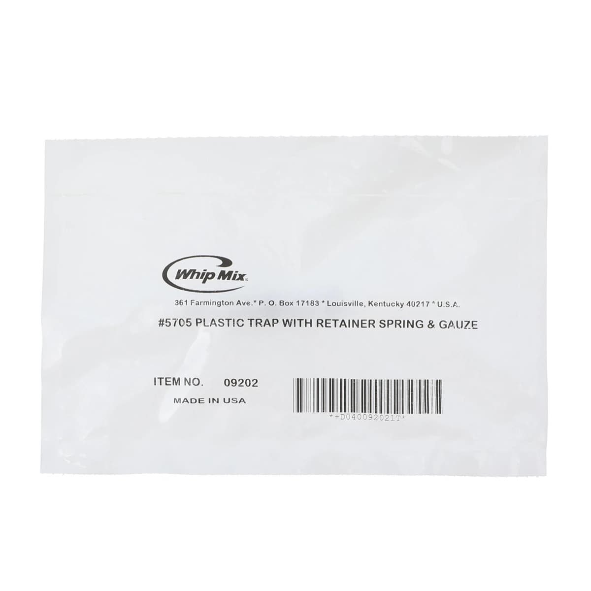 Whip Mix #5705 Plastic Trap with Retainer Spring and Gauze - #5705 Plastic Trap with Retainer Spring and Gauze - Image 1