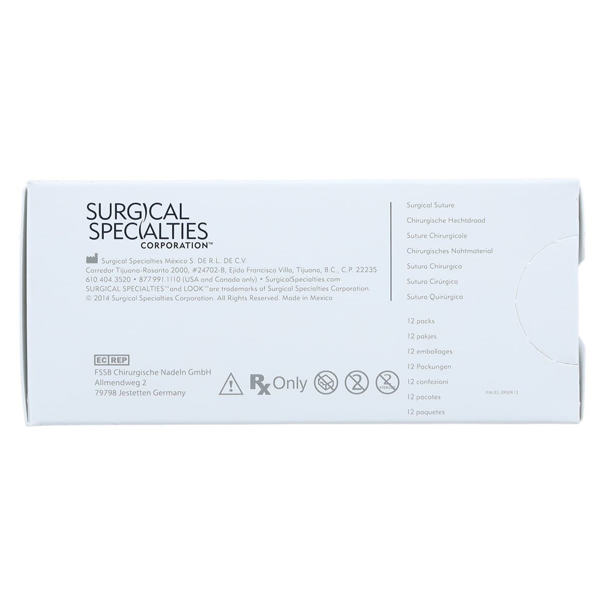 Look 1291B Nylon Black Monofilament Non-Absorbable Suture, 4-0, 18" (45cm), Precision Reverse Cutting C-3 Needle (3/8 Circle, 13mm), Box of 12 thumbnail 4