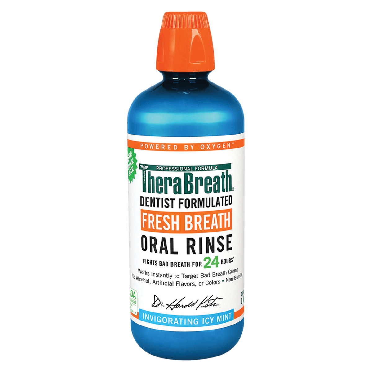 TheraBreath Oral Rinse, Icy Mint, Alcohol Free, 1 Liter, 2/Pack - TheraBreath Oral Rinse 1 Liter - Image 1