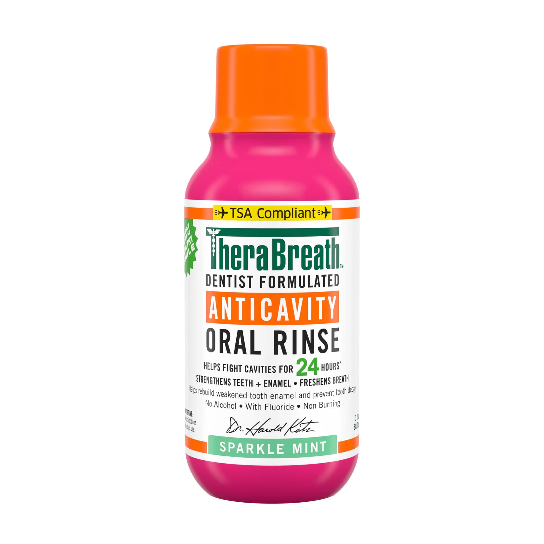 TheraBreath Oral Rinse, Sparkle Mint, Alcohol Free, 3 oz, 72/Case - TheraBreath Oral Rinse 3oz - Image 1
